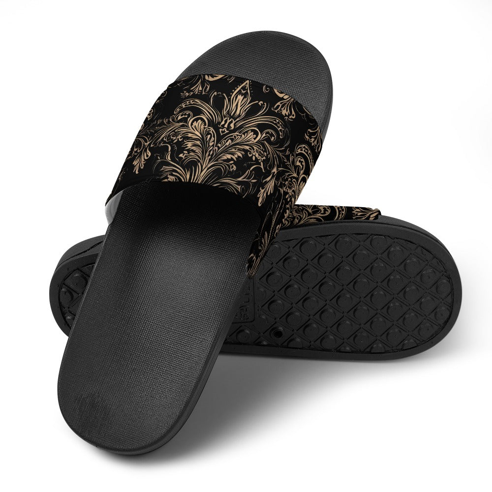 Gothic Bronze Pattern PVC Sandals for Women - Stylish & Comfortable Summer Beach Walking Shoes for Outdoor, Vacation, and Casual Wear