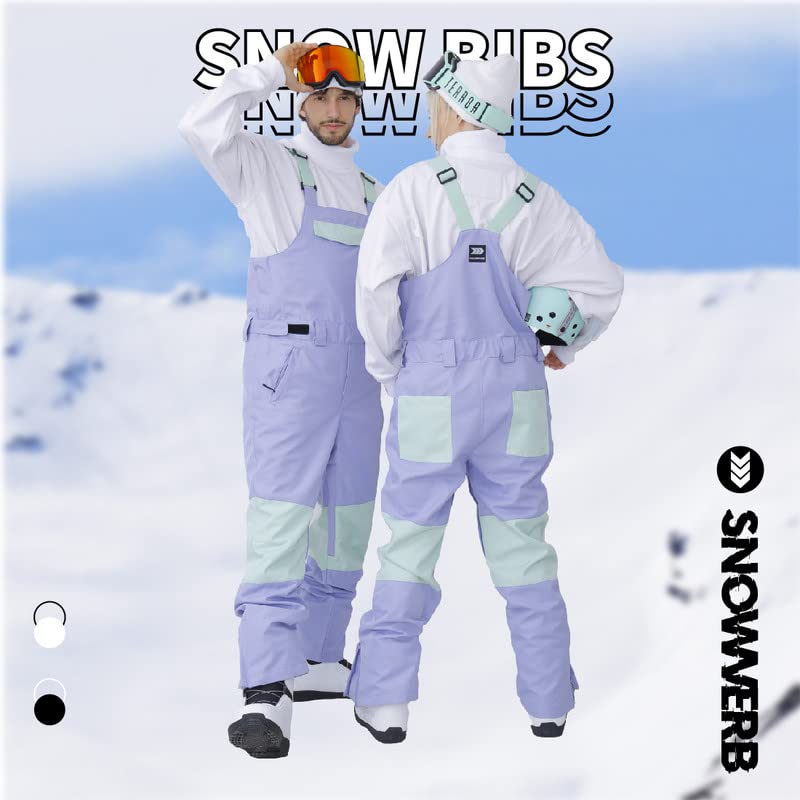 SNOWVERB Waterproof Ski Bibs for Men & Women - Adjustable Winter Snowboard Pants with Ripstop Fabric - Perfect for Skiing, Snowboarding & Outdoor Adventures