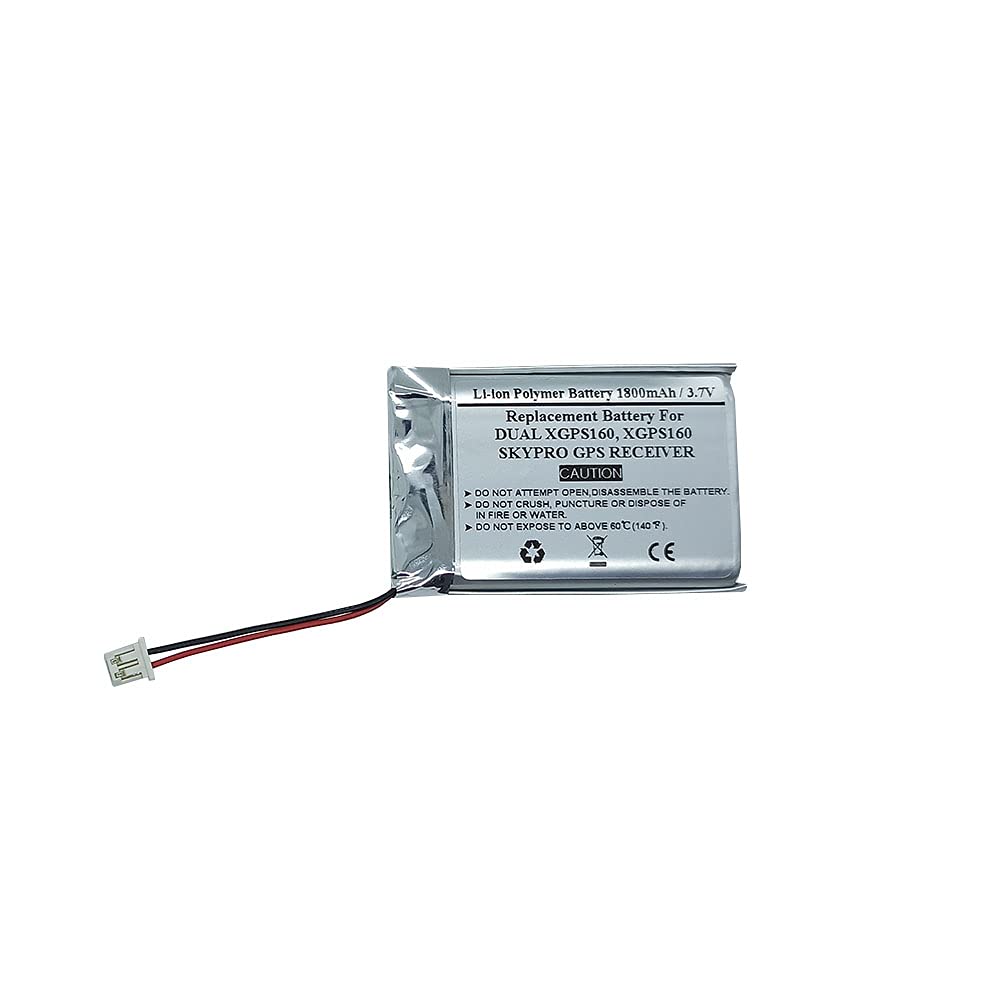 1800mAh 3.7V Replacement Battery for Dual XGPS160 & XGPS160 SKYPRO GPS Receiver - Compatible with P/N:1ICP8/36/50 - Perfect for Car Navigation, Hiking, and Outdoor Adventures