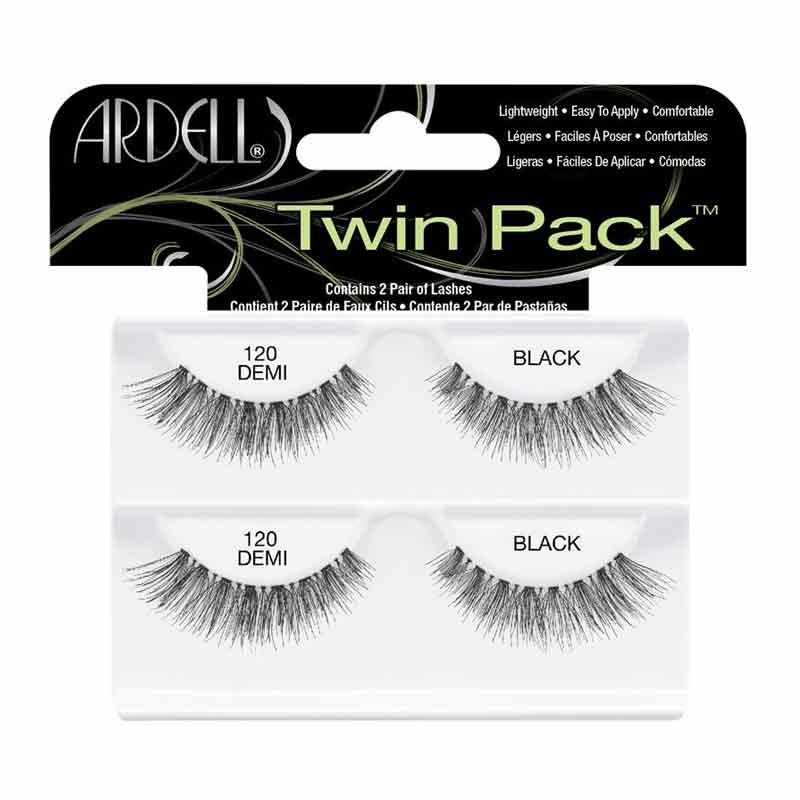 Ardell 120 Demi Lashes Black Twin Pack - Natural Looking False Eyelashes for Everyday Wear & Special Occasions