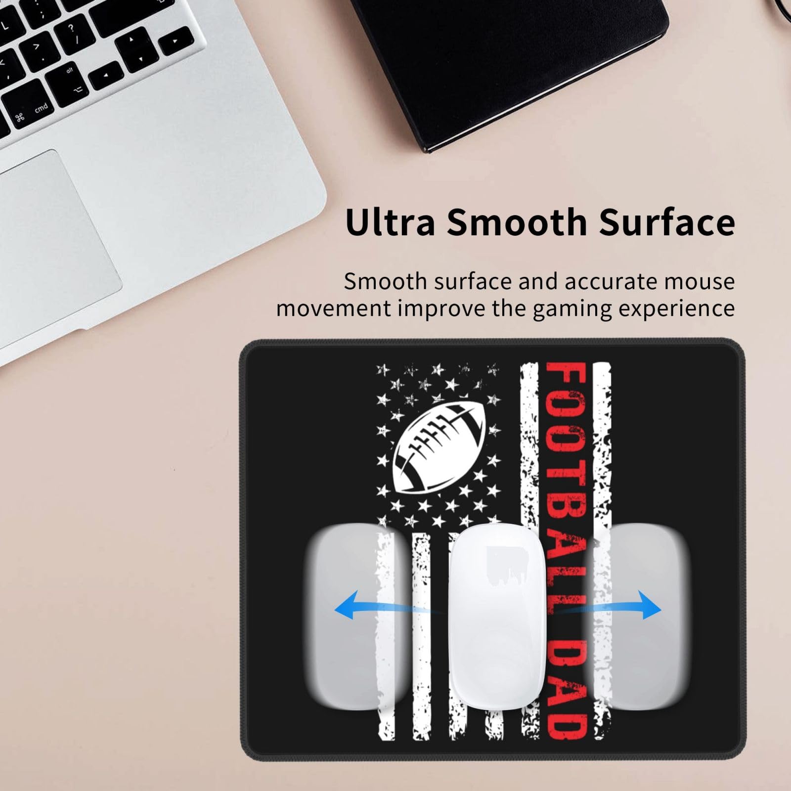 SIYTUAU USA Flag American Football Mouse Pad - Waterproof Non-Slip Rubber Gaming Mousepad (10x12 inches) for Laptop, Office & PC - Perfect for Sports Fans & Gamers