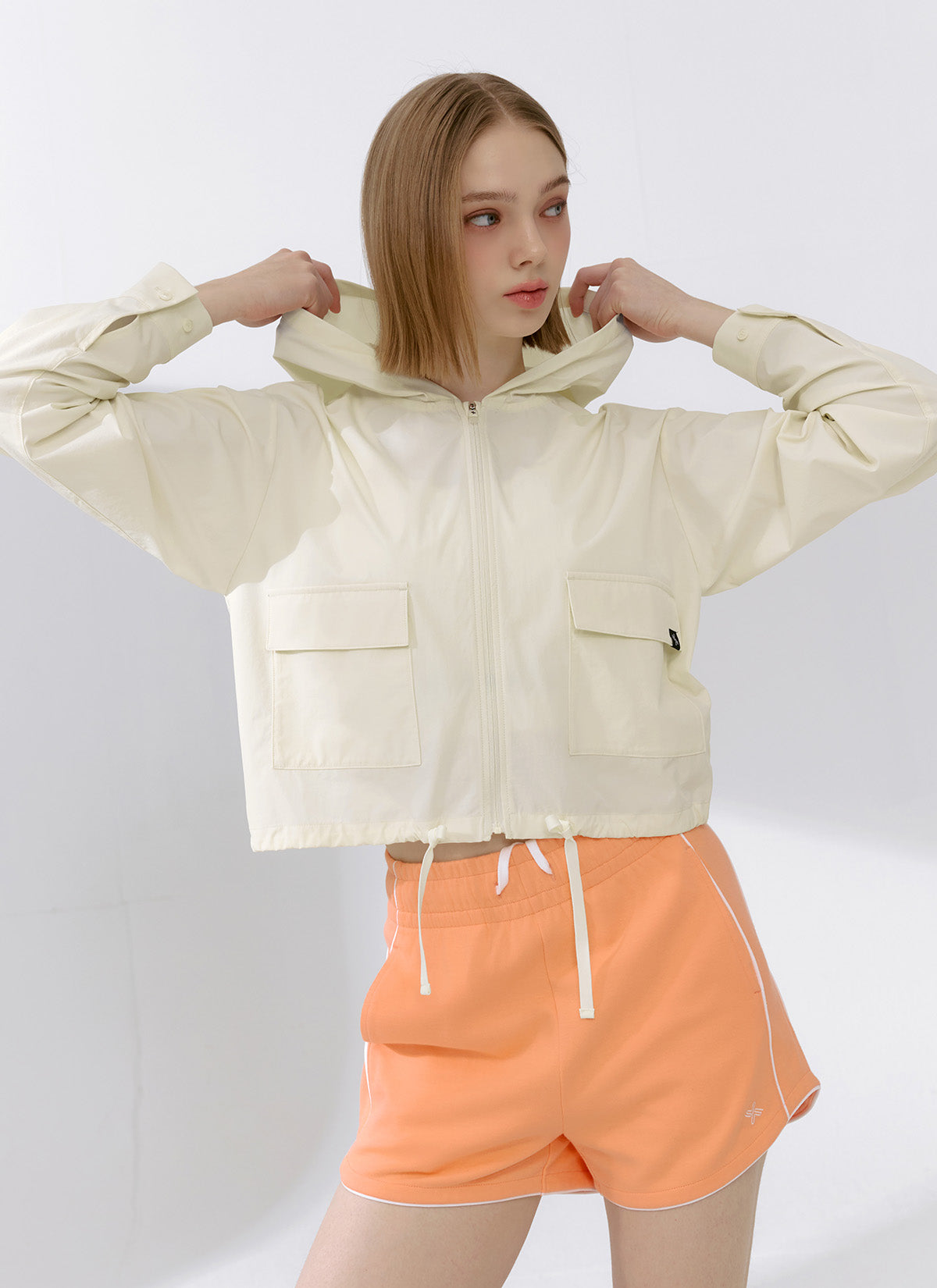 Lightweight Woven Hooded Crop Jacket for Women - Stylish Outerwear for Spring & Fall - Perfect for Casual Outings, Layering & Streetwear Fashion
