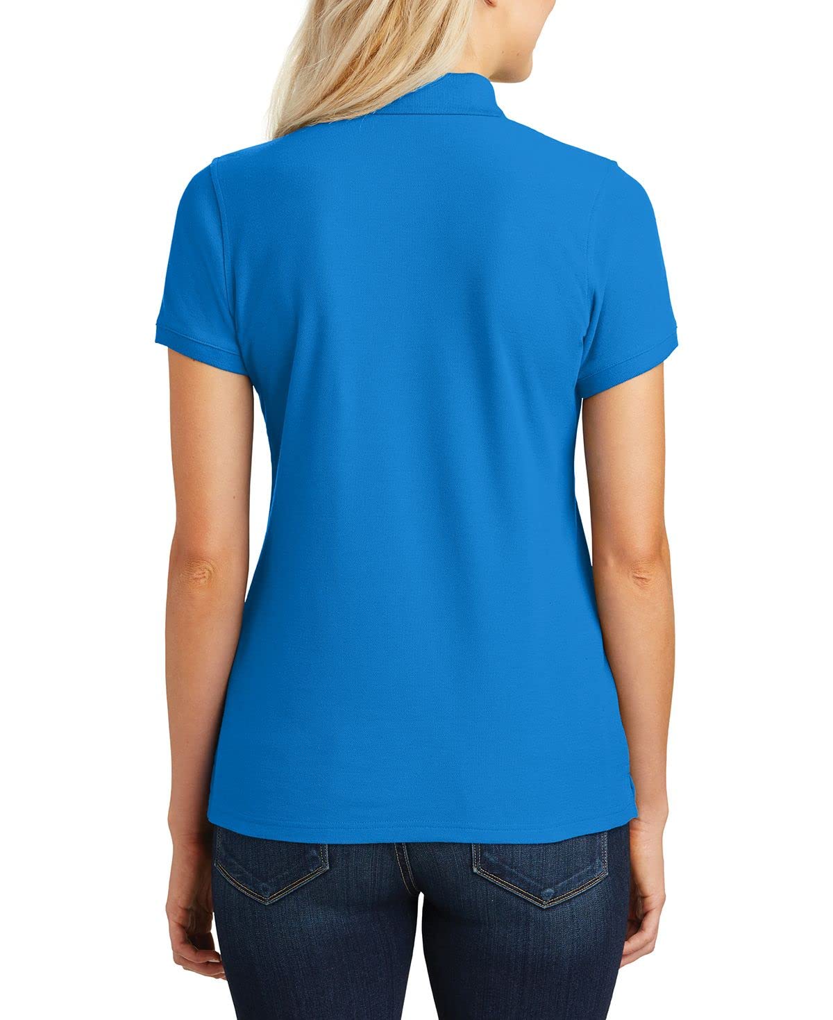 JustBlanks Women's Short Sleeve Polo Shirts - Breathable Pique Cotton 4-Button Polo Tee for Casual Wear, Golf & Office Outfits