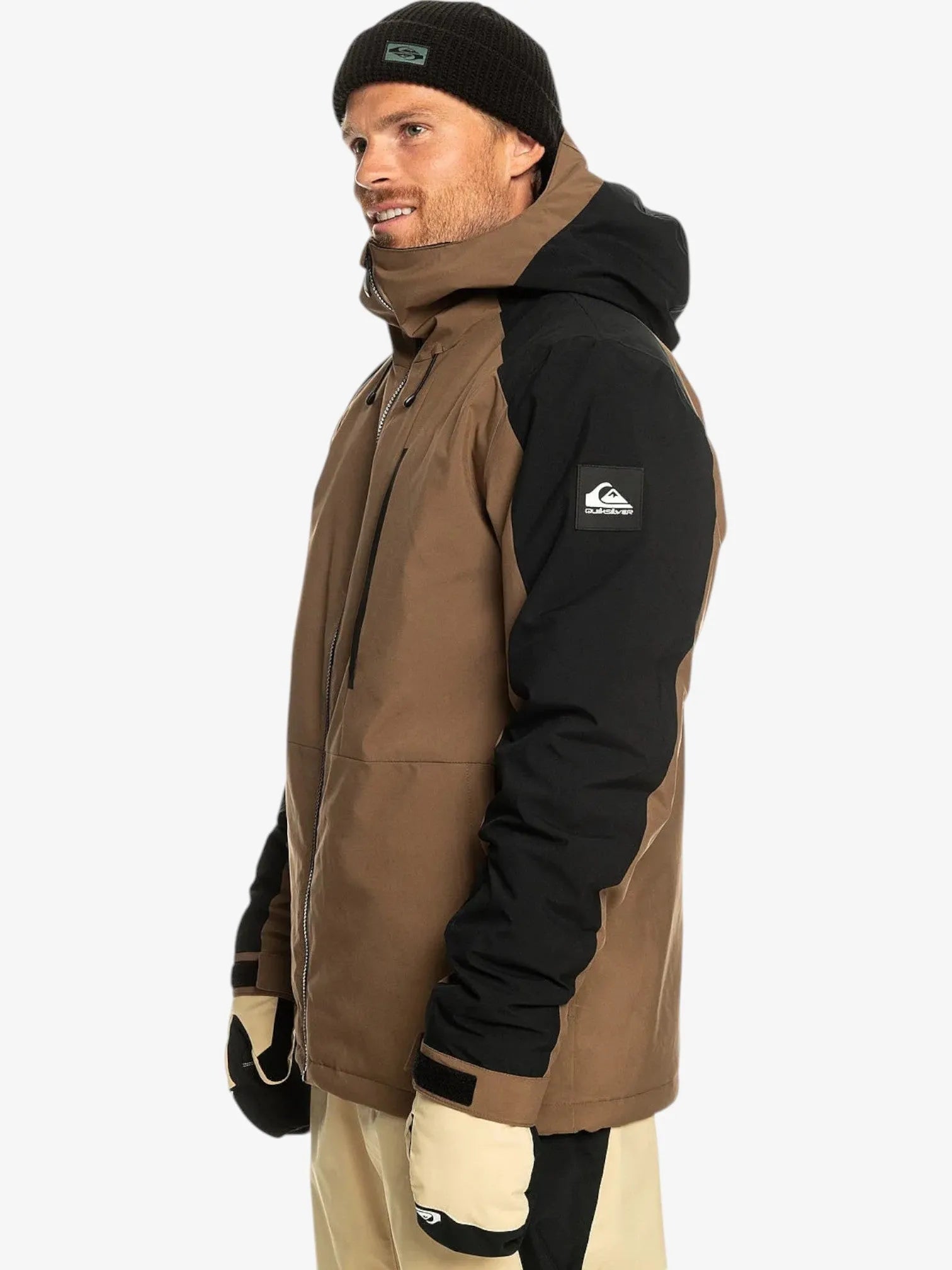 Quiksilver Mission Block Snow Jacket - Brown & Black - Waterproof Winter Coat for Skiing, Snowboarding & Outdoor Adventures