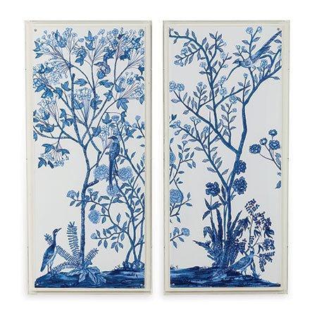 Blue Traditional Chinoiserie Framed Wall Art - Elegant Asian Inspired Home Decor for Living Room, Bedroom & Office