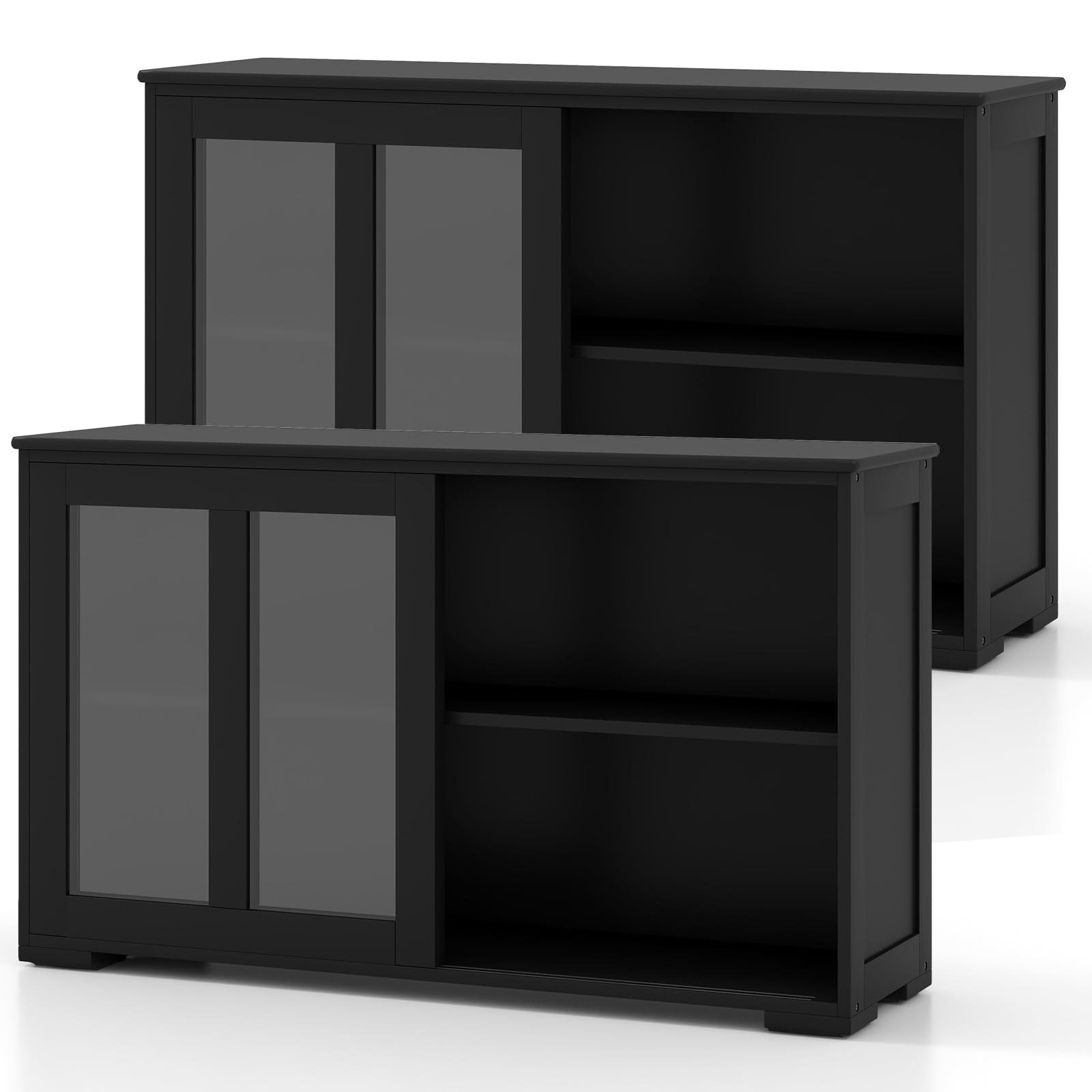 Costzon 2-Door Wooden Sideboard Buffet Cabinet with Adjustable Shelf & Sliding Glass Doors - Kitchen Storage, Coffee Bar Console Table for Living Room, Dining Room, Hallway - Perfect for Home Decor & Entertaining Guests