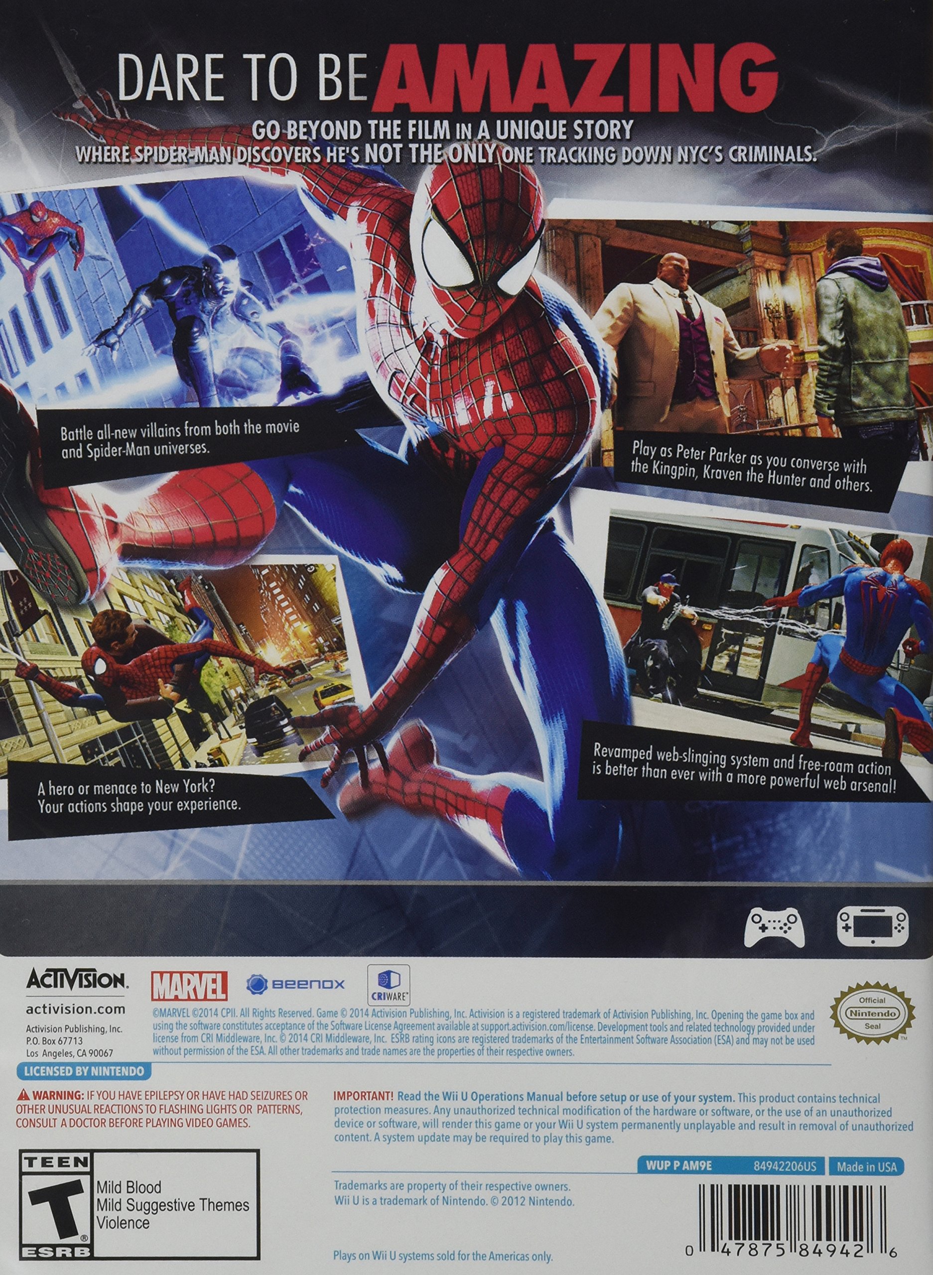The Amazing Spider-Man 2 - Wii U Game | Action-Adventure Superhero Video Game for Nintendo Wii U | Perfect for Marvel Fans & Superhero Gaming Enthusiasts