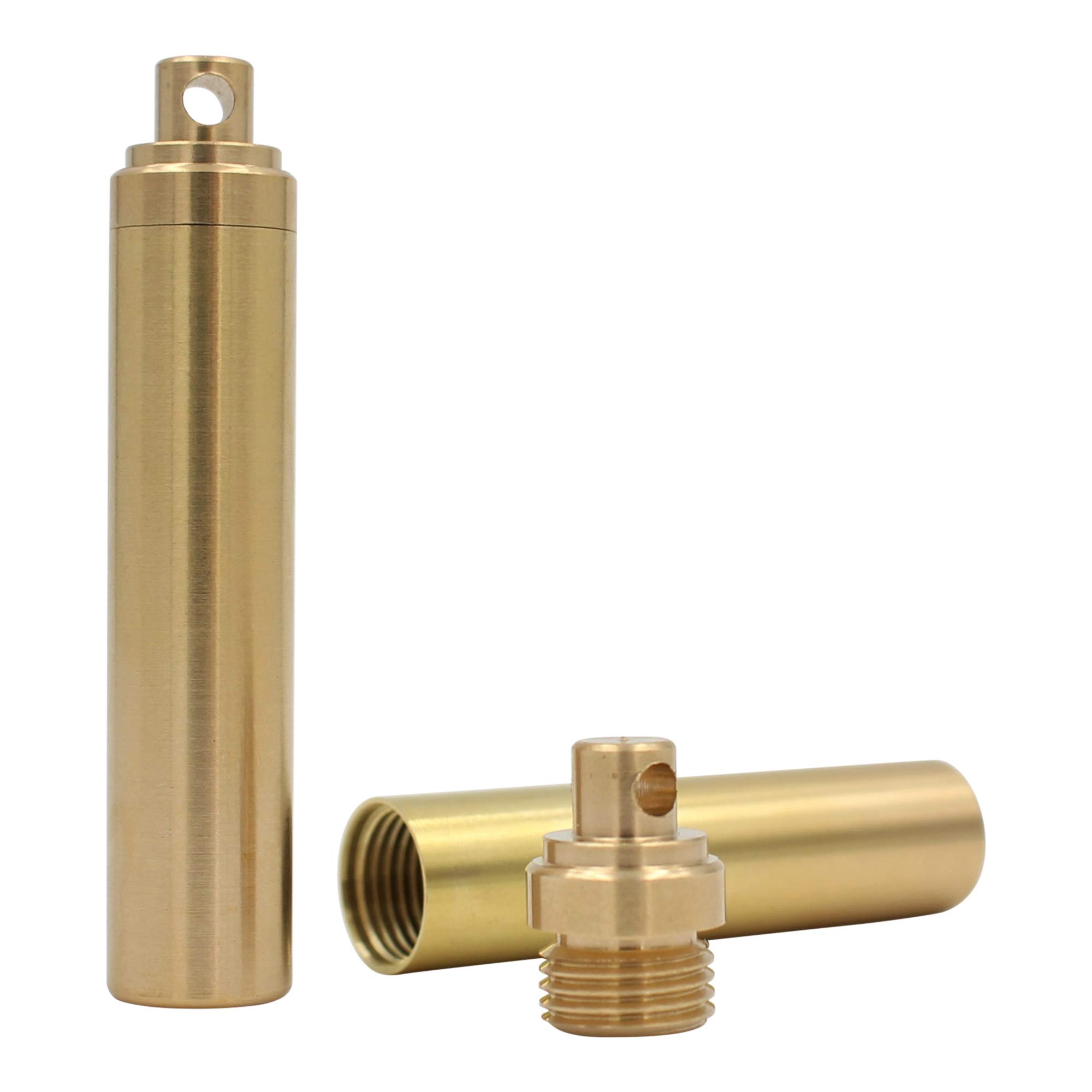 2-Pack Brass Keychain Pill Holder - 2-Inch Portable Medication Container with Top & Bottom Open Design | Perfect for Camping, Hiking, Travel & Outdoor Activities