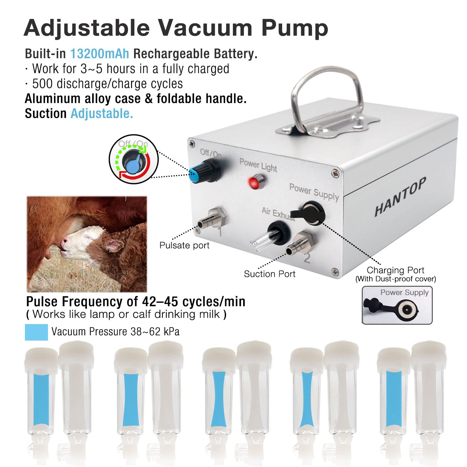 12L Rechargeable Goat Milking Machine with Adjustable Speed & Pulsating Vacuum Pump - 304 Stainless Steel Milk Bucket with Auto Stop Valve - Perfect for Small Farms & Homesteads (Pro Model)