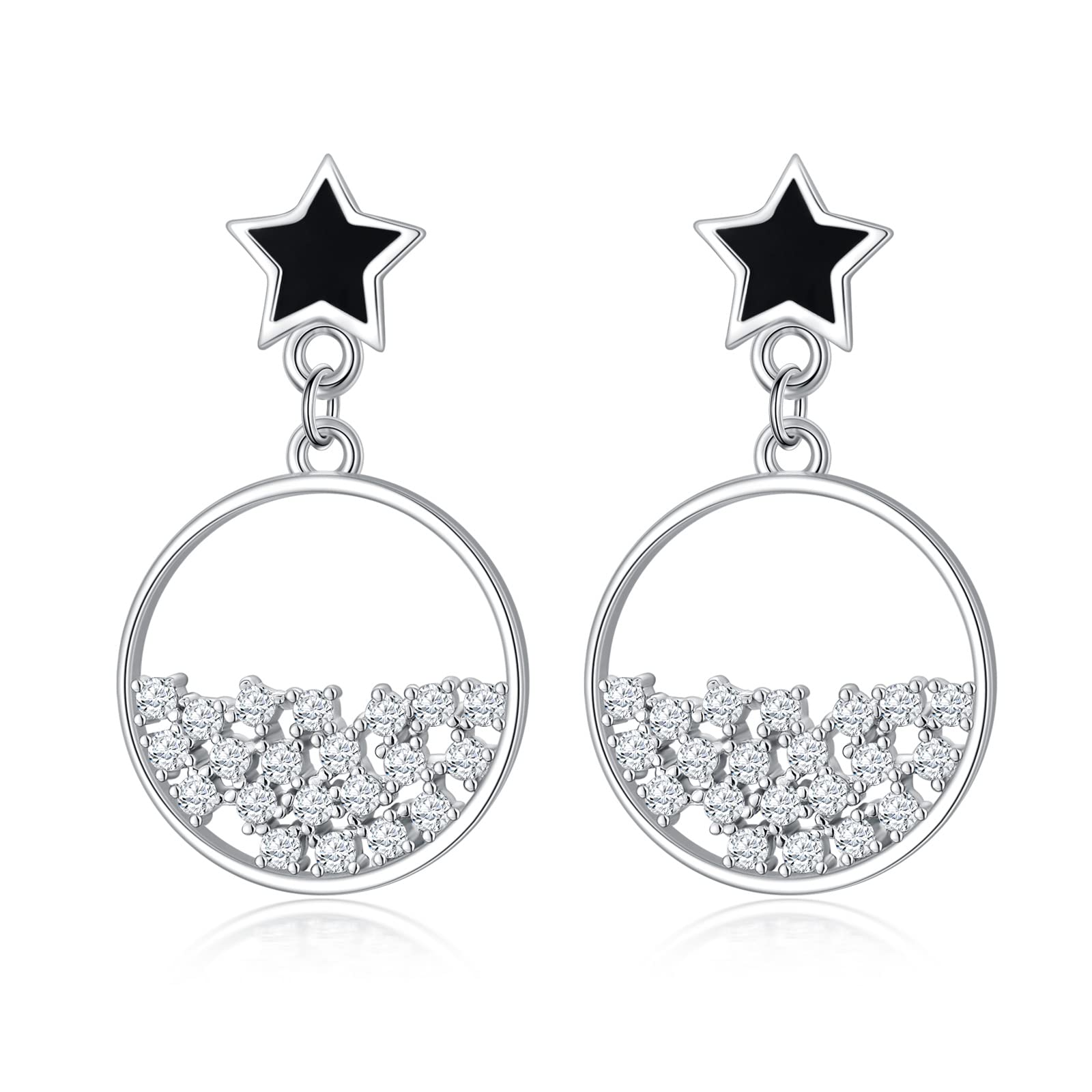 Sterling Silver Star Dangle Earrings for Women & Teens | Party & Daily Wear