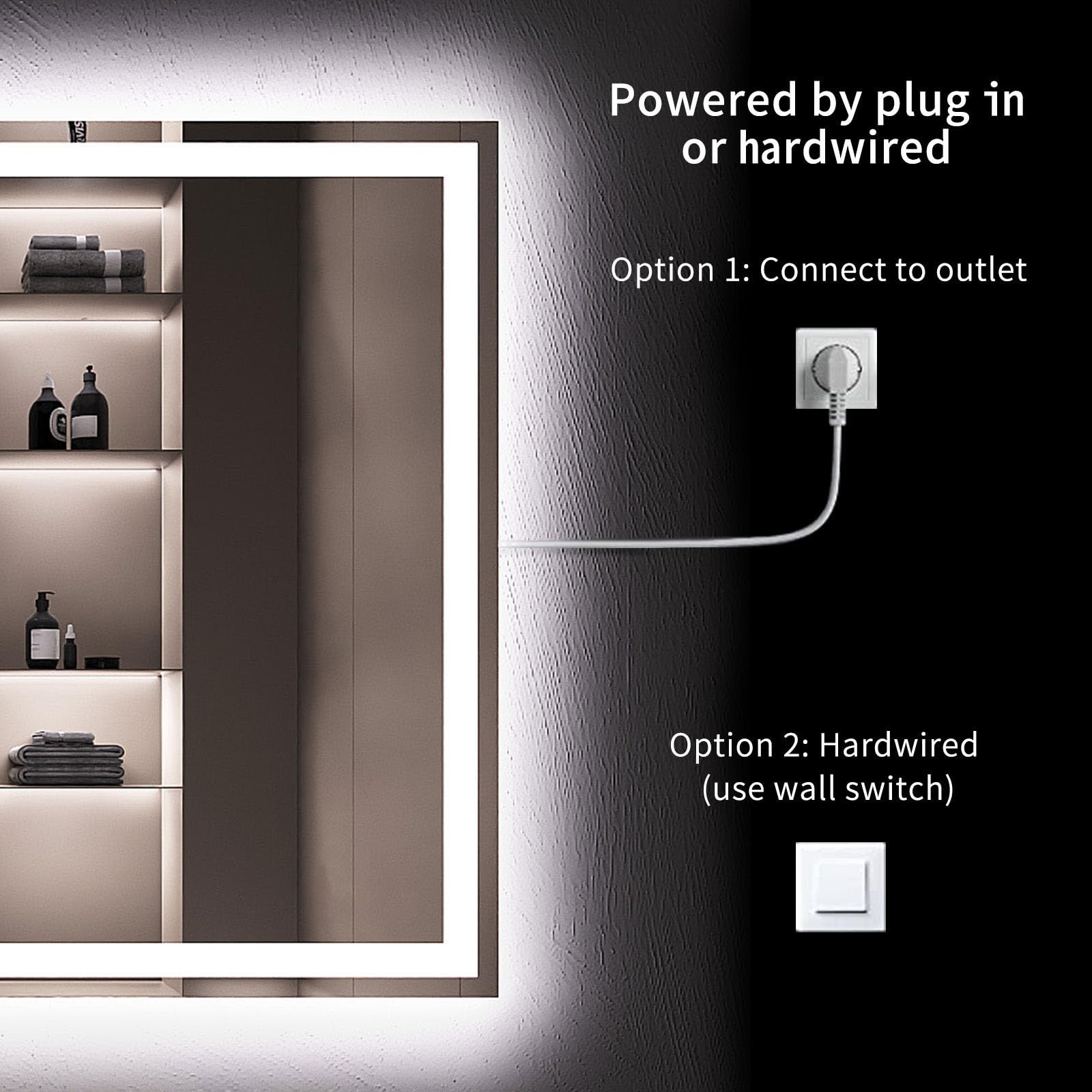 LOAAO 24X32 Inch LED Bathroom Mirror with Anti-Fog & Dimmable Backlit + Front Lighting - Wall Mounted Vanity Mirror with Memory Function, Shatterproof Tempered Glass (ETL Certified) - Perfect for Makeup, Shaving & Home Decor