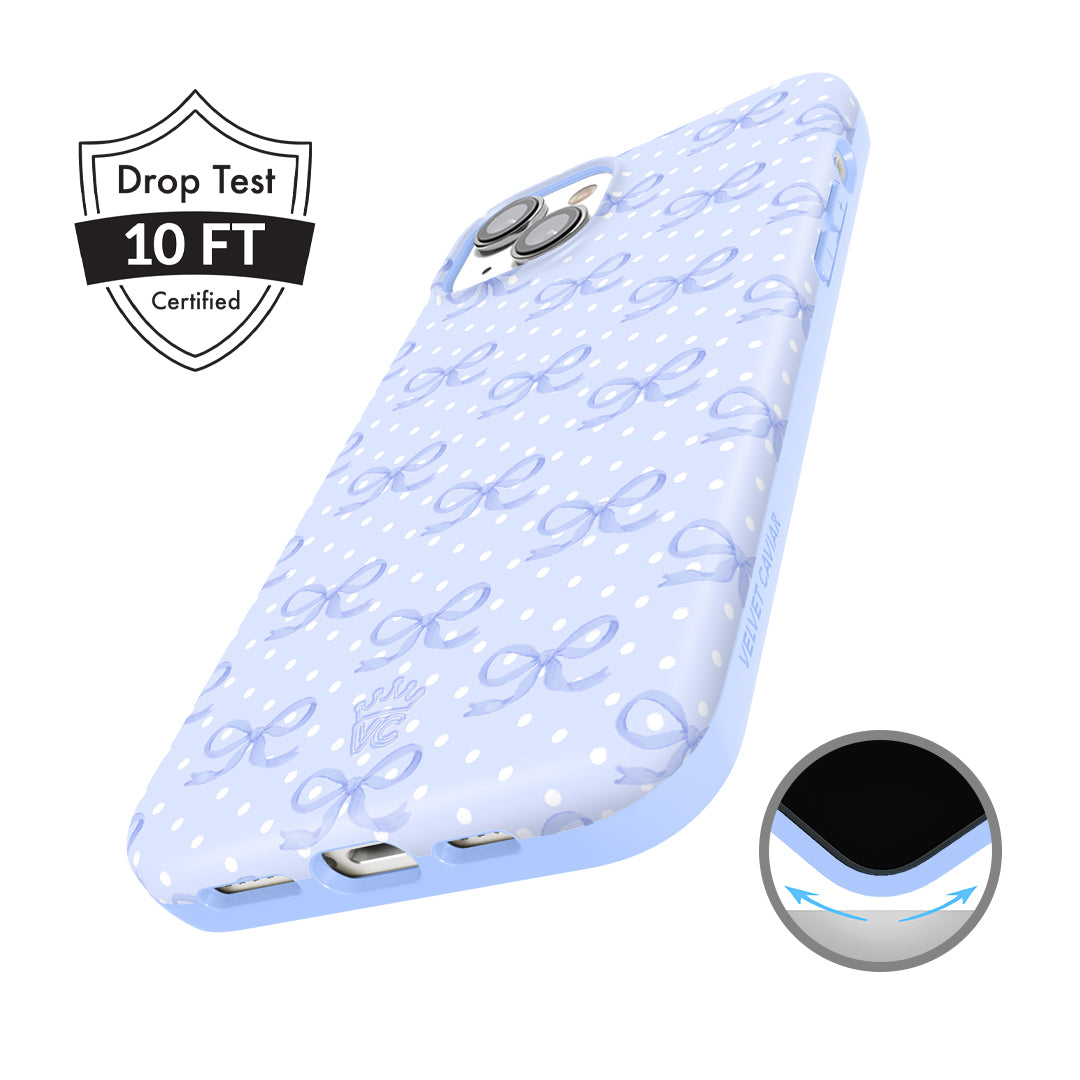 Cute Blue Bow iPhone Case - Elegant & Protective Phone Cover for iPhone 13/12/11/X - Perfect Gift for Women & Girls, Stylish Accessory for Everyday Use & Special Occasions