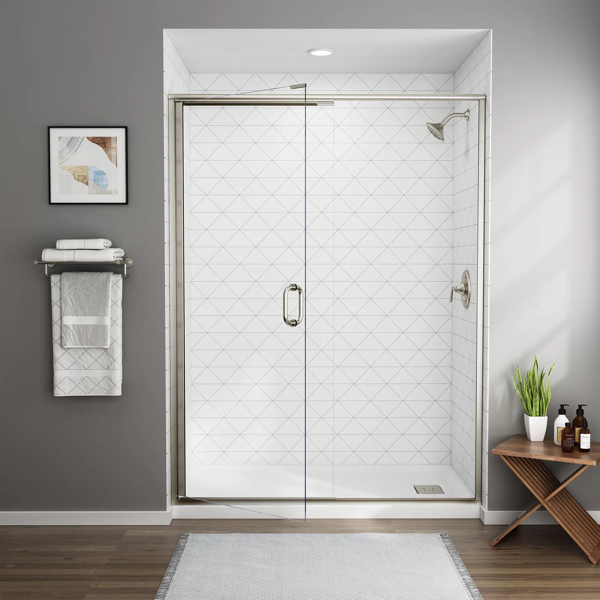 60 x 76 Inch Semi-Frameless Glass Shower Door with Panel - Modern Bathroom Upgrade for Walk-In Showers & Bathtub Enclosures