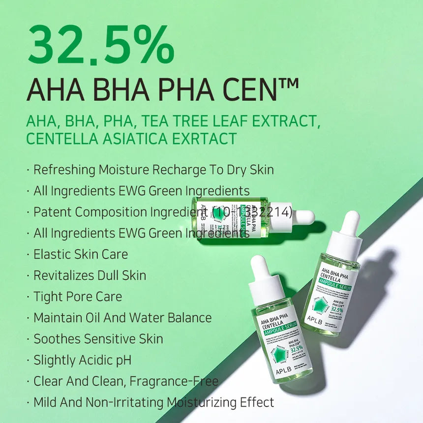 APLB AHA BHA PHA Centella Ampoule Serum 40ml - Korean Skin Care for Acne, Wrinkles & Brightening - Perfect for Daily Hydration & Night Routine