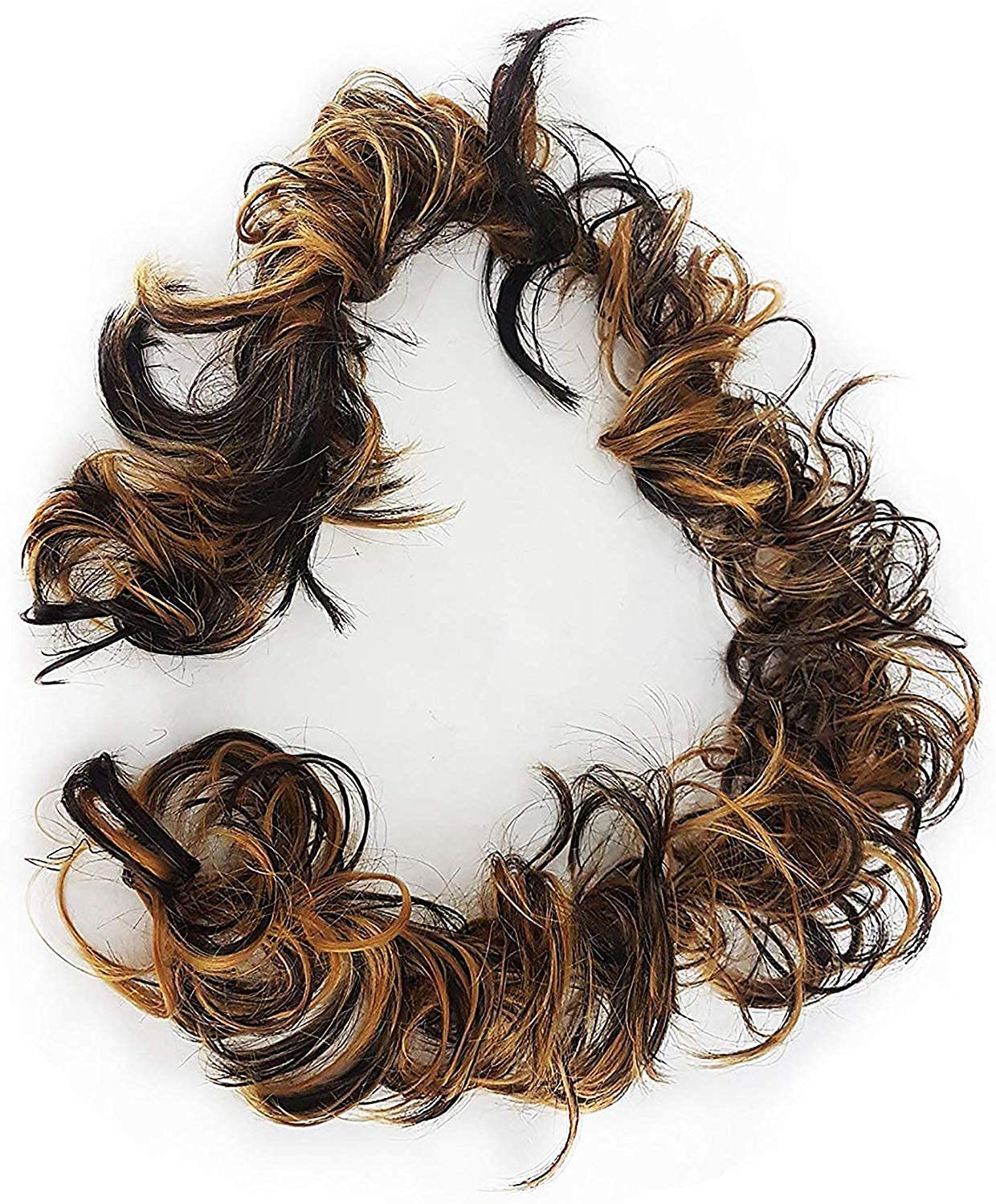 VIEWS Women's Frill Hair Extensions for Ponytail & Bun - Juda Maker Clip-in Hair Extensions (Gold, Pack of 1) - Perfect for Parties, Weddings & Everyday Styling