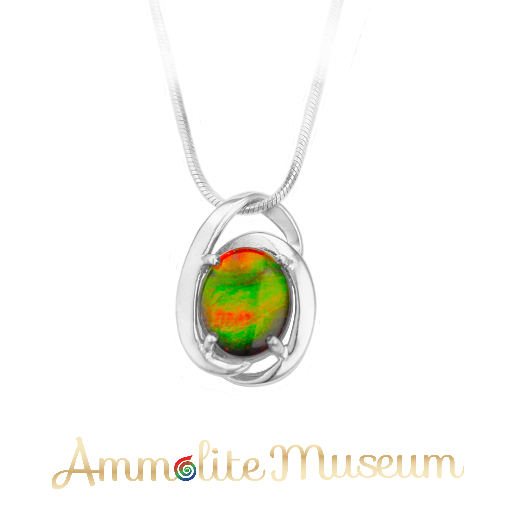 925 Sterling Silver Oval Harmony Ammolite Pendant Necklace – Elegant Gemstone Jewelry for Women, Perfect for Gifts & Special Occasions