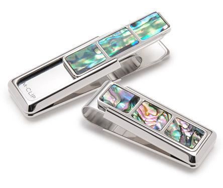 Premium Green Abalone 3-Pocket Money Clip for Men - Slim RFID Blocking Wallet Organizer - Perfect for Cash, Cards & IDs | Gift for Dad, Husband, Graduation