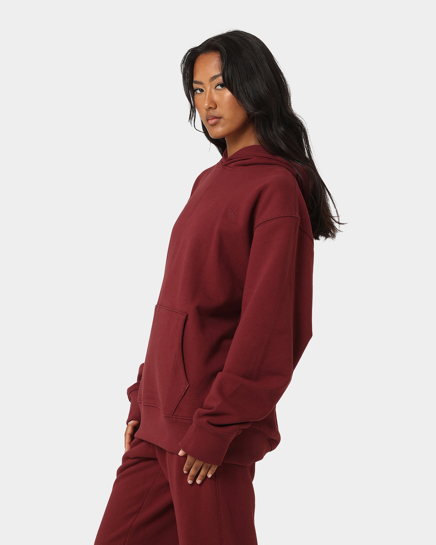 Adidas C French Terry Hoodie for Men - Shadow Red | Comfortable Cotton Pullover with Kangaroo Pocket | Perfect for Gym, Running & Casual Wear