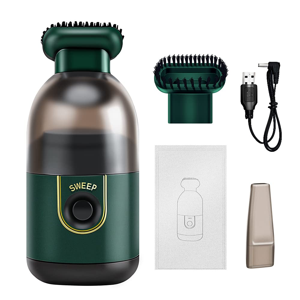 Rechargeable Cordless Mini Hand Vacuum Cleaner - 2200Pa Powerful Suction, Portable Capsule Design for Dust, Pet Hair & Debris | Perfect for Office, Home, Car, Keyboard & Piano Cleaning (Green)