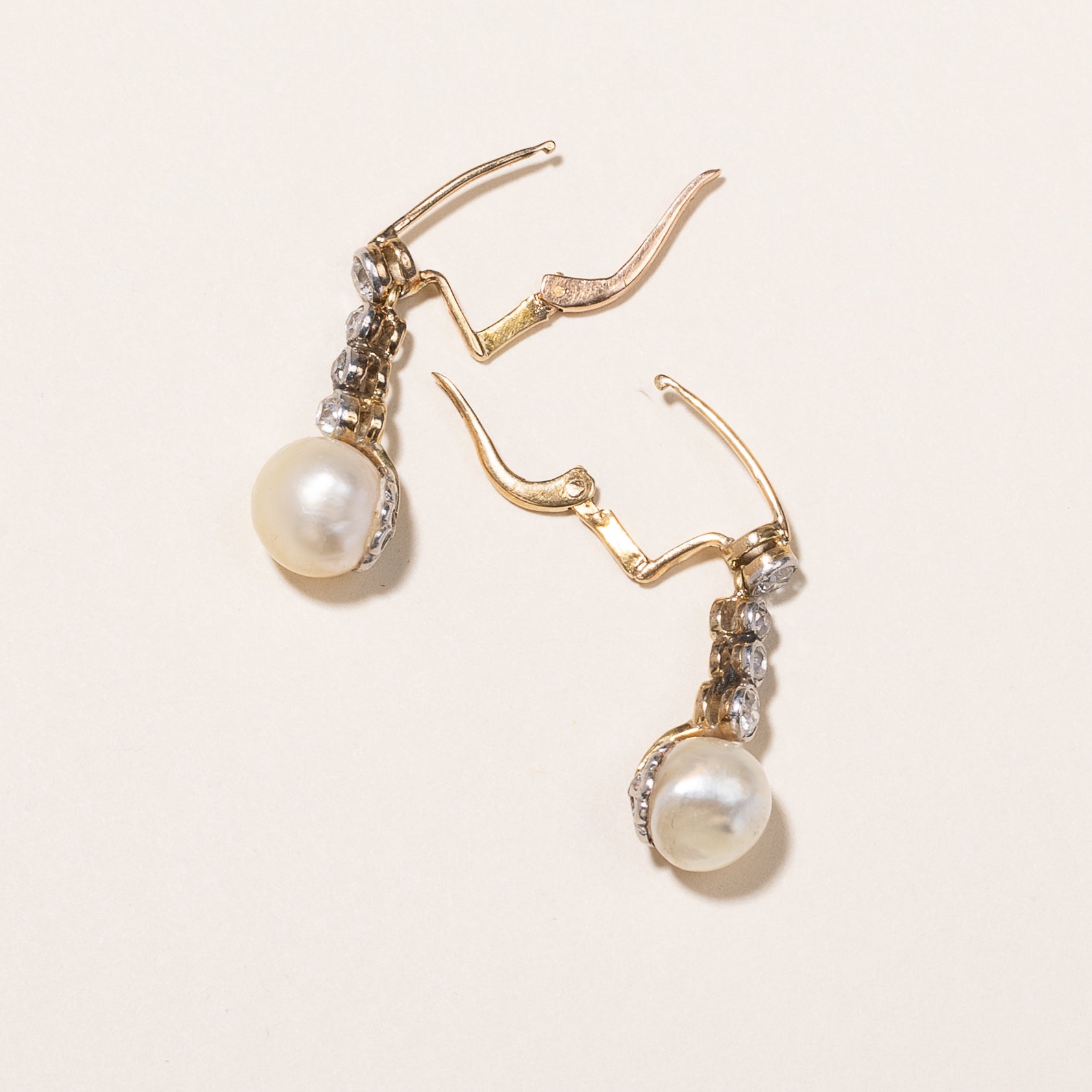 14K Gold Pearl & Diamond Drop Earrings - 8.00-8.50mm Freshwater Pearls, 0.72ctw Diamond Accents | Elegant Dangle Earrings for Weddings, Parties & Special Occasions