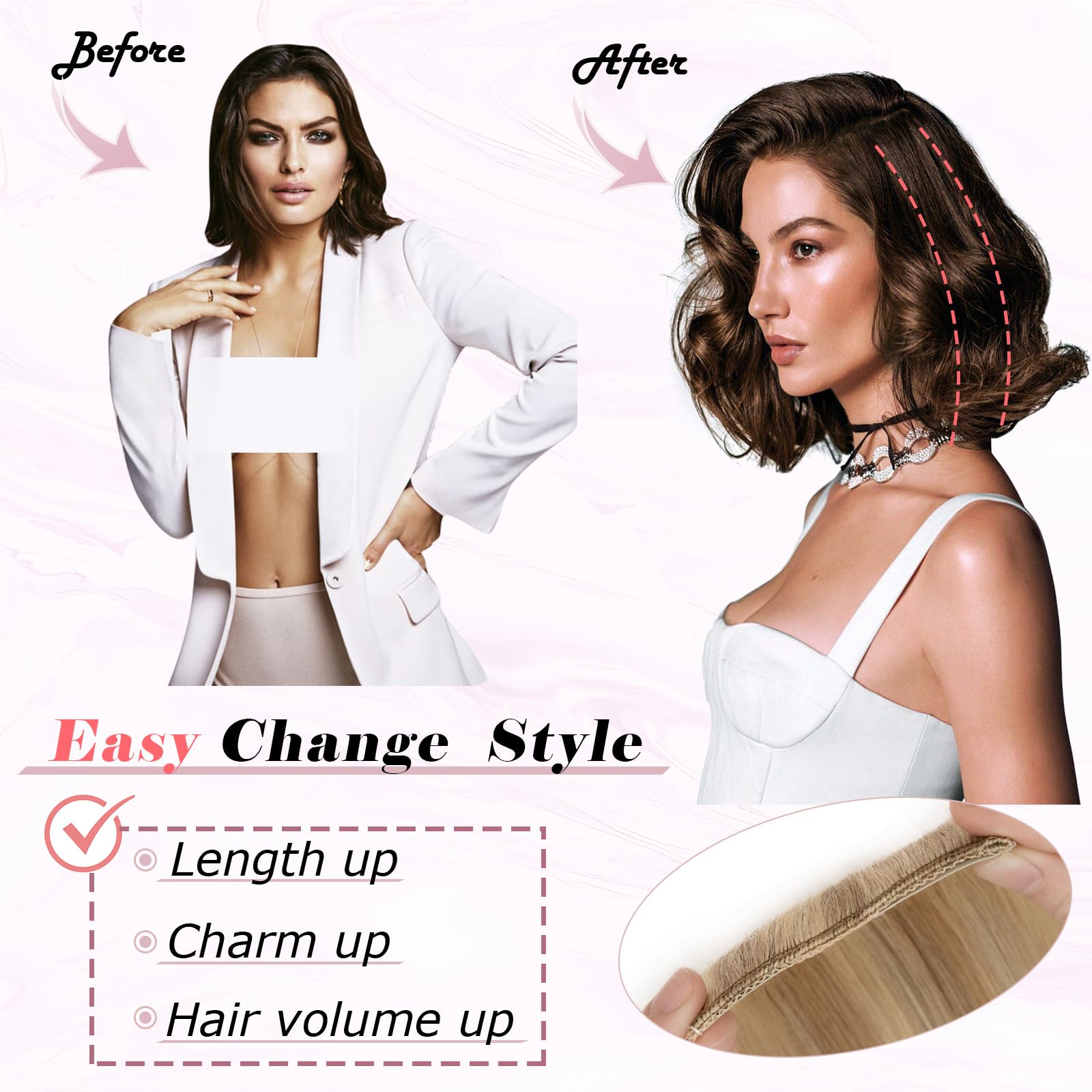 6 Inch Clip-In Human Hair Extensions for Short Hair - Ash Blonde & Bleach Blonde | Invisible Mini Hair Pieces for Thinning Hair | Natural Real Human Hair for Men & Women | Perfect for Volume Boost & Everyday Styling
