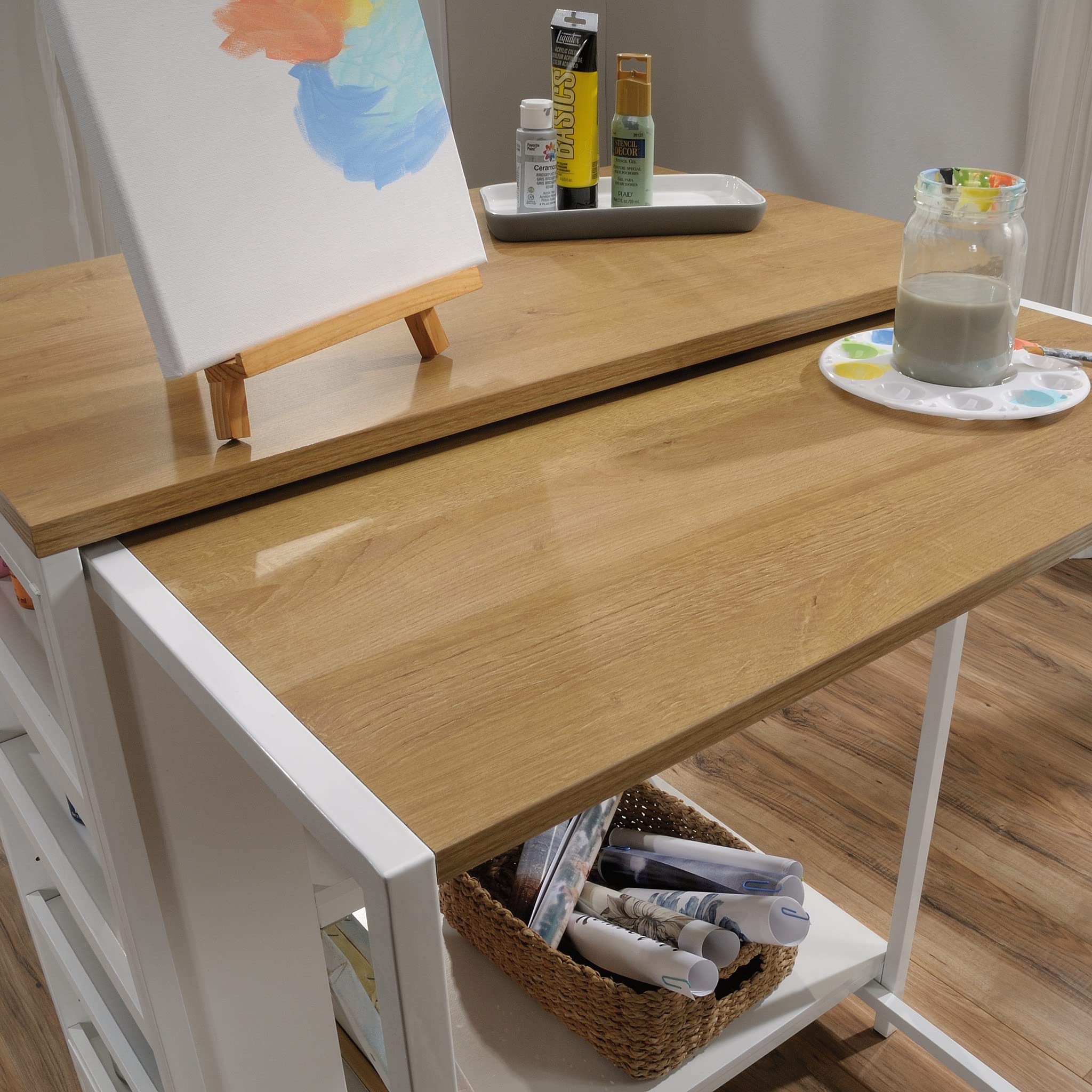 Sauder White Kitchen Island with Storage, 31.5