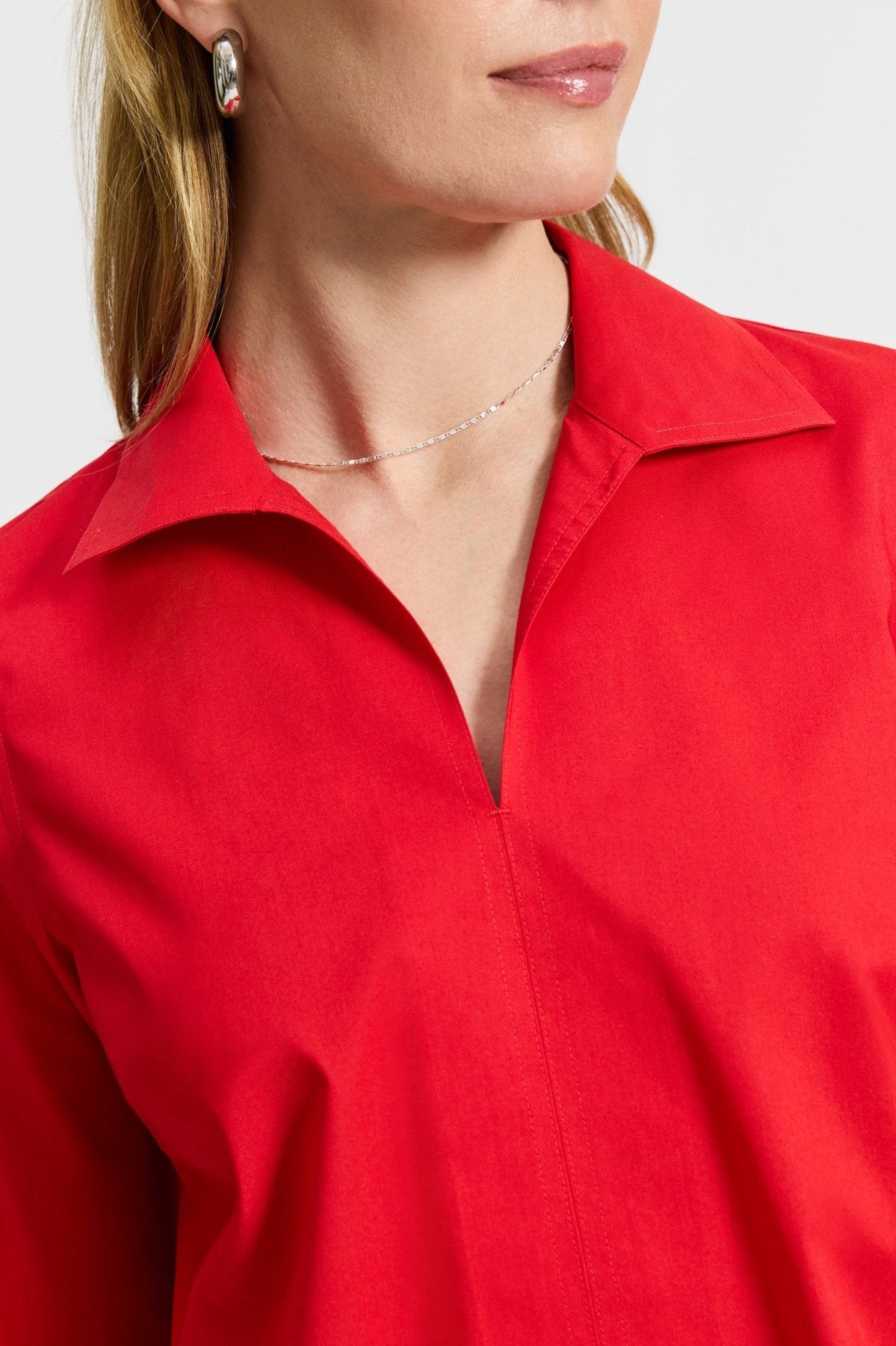 Agnes Wrinkle-Free Stretch Long Sleeve Popover Shirt for Women | Comfortable No-Iron Blouse for Office, Travel & Casual Wear