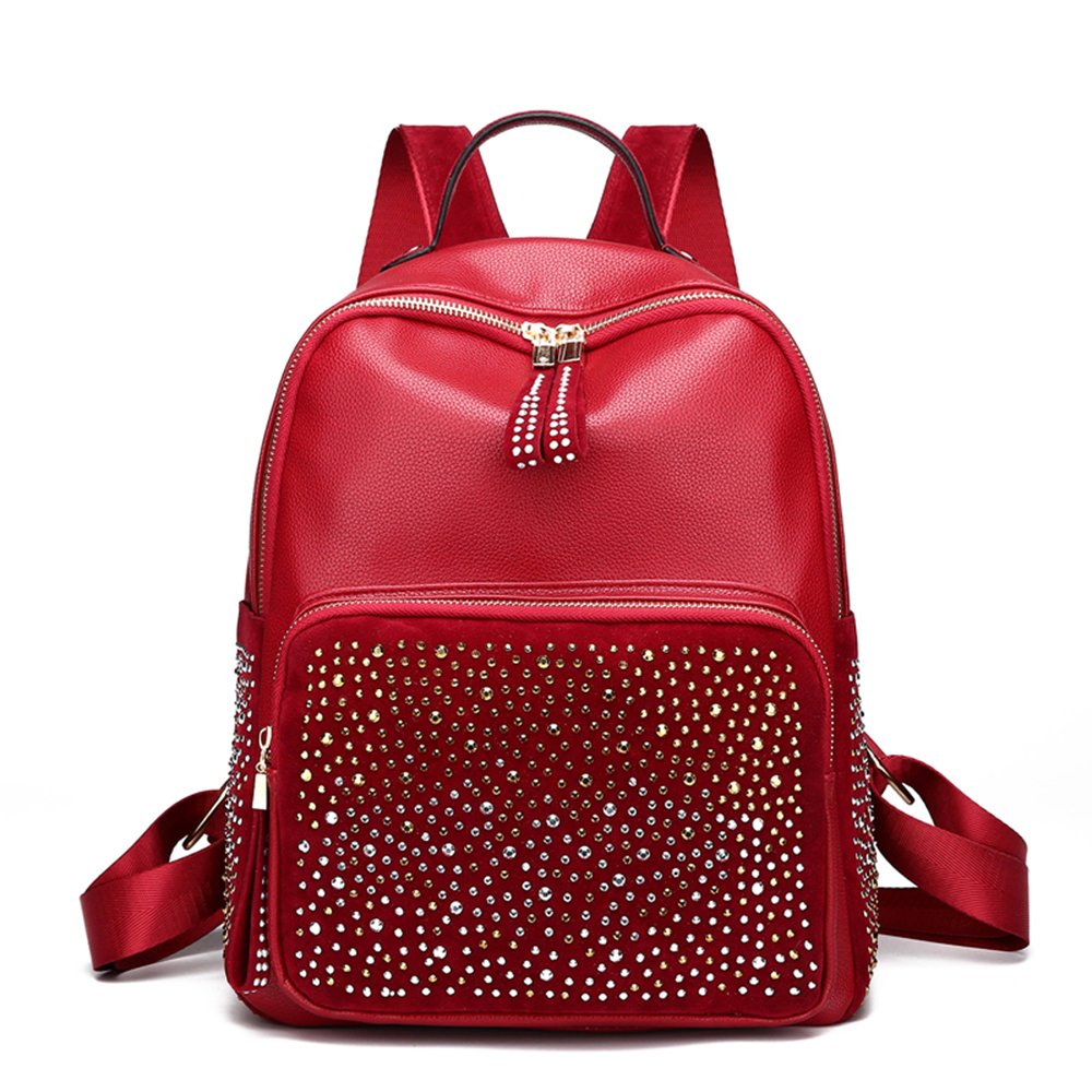 Stylish Women's Leather Backpack Purse - Fashionable Shoulder Bag & Rucksack with Rivet Details, Perfect for Work, Travel & Daily Use
