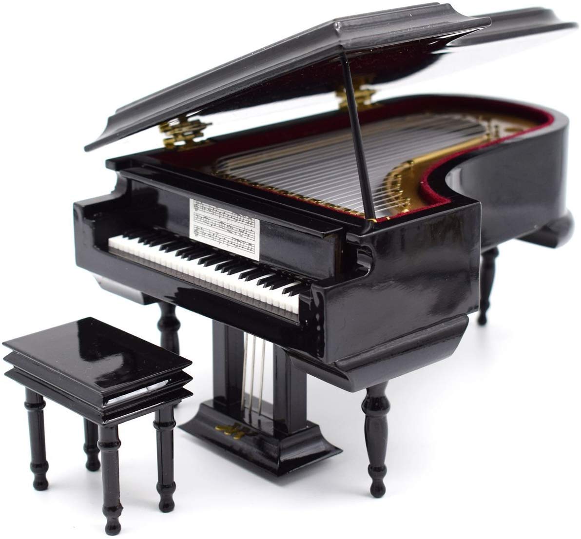 Elegant Piano Music Box with Bench & Black Case - Perfect Christmas, Birthday & Valentine's Day Gift - Plays Canon in D Melody - Ideal for Home Decor, Wedding Favors & Romantic Surprises