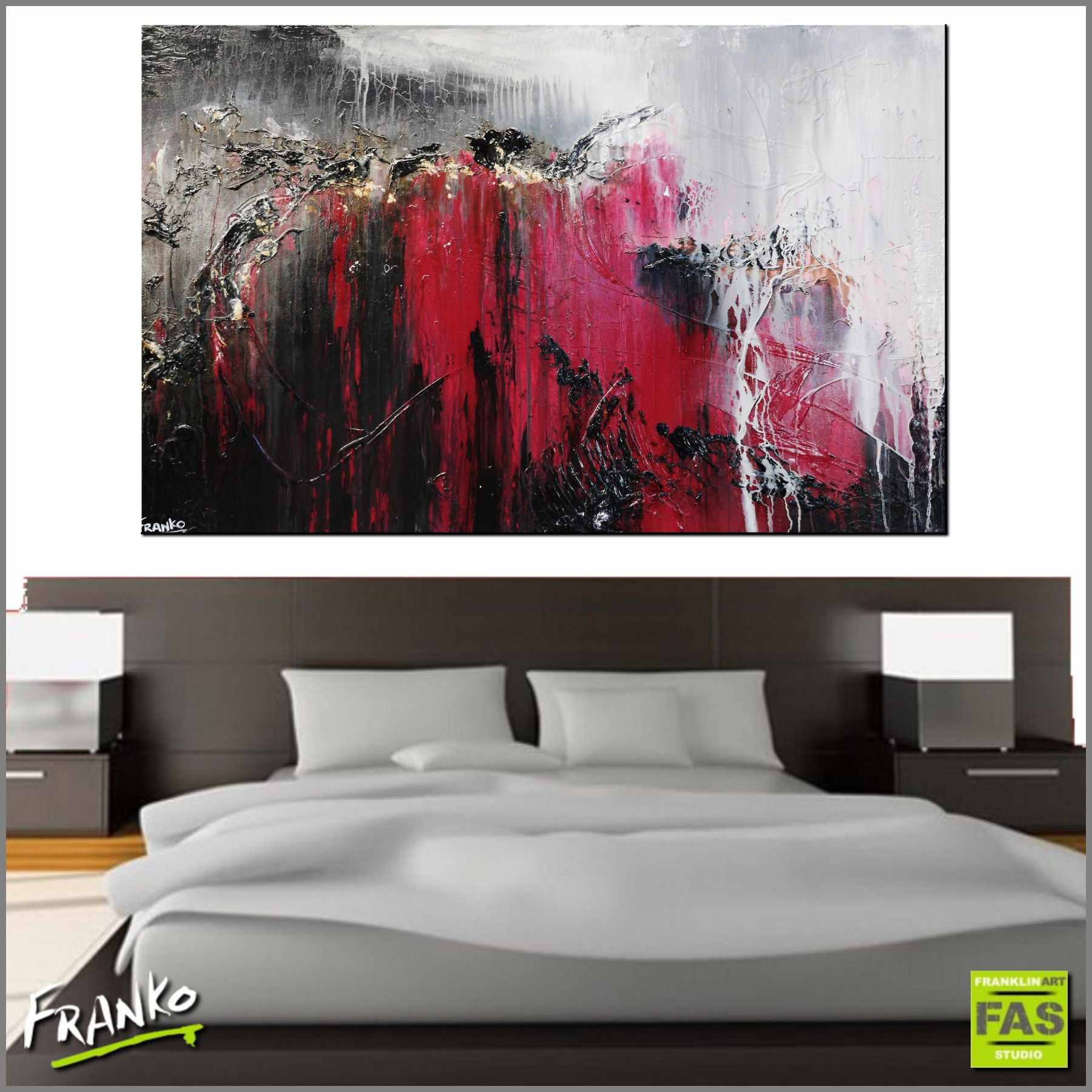 Deep Rose 160cm x 100cm Pink Black White Grey Abstract Canvas Art - Modern Wall Decor for Living Room, Bedroom & Office
