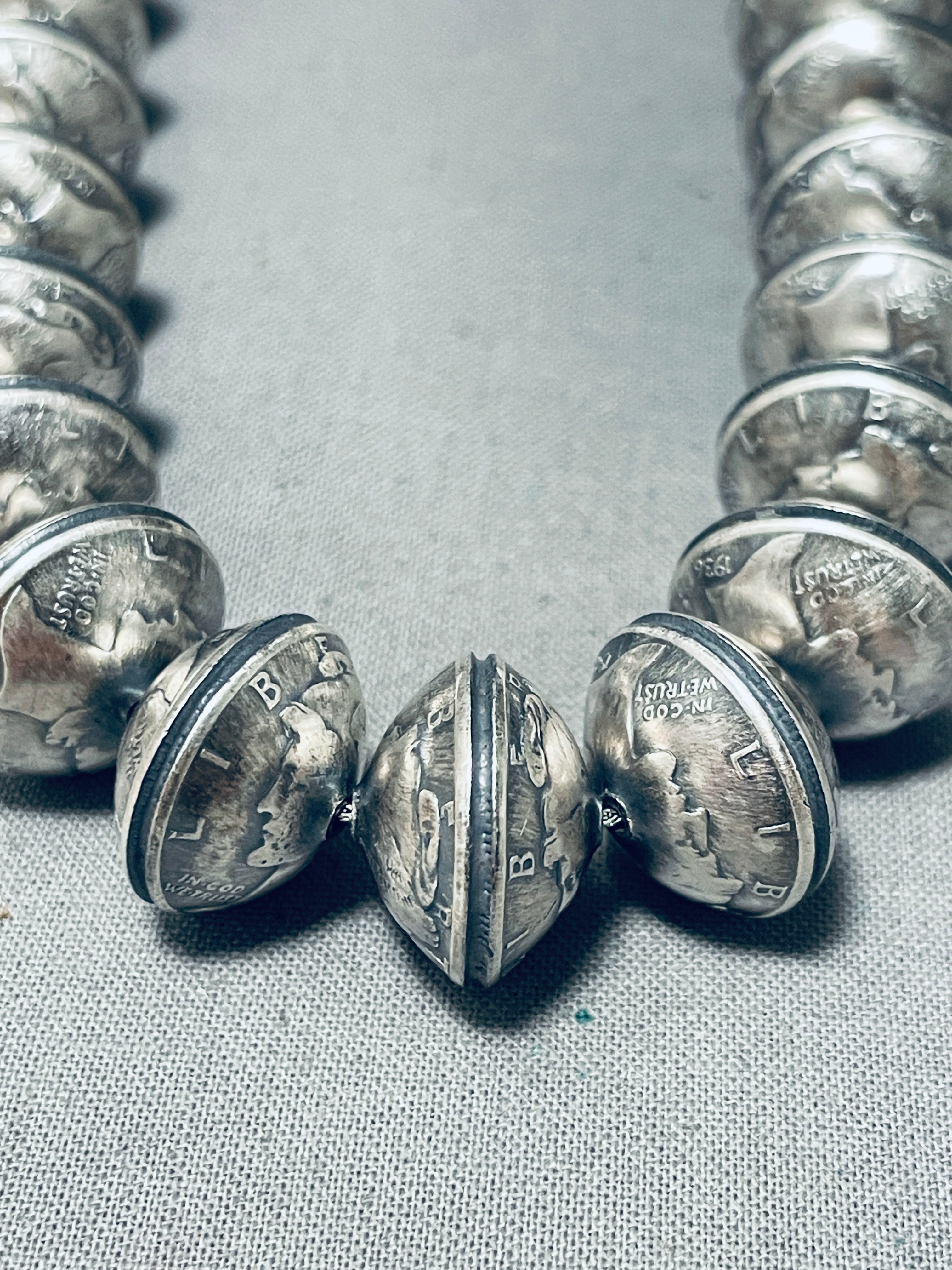 Authentic Native American Navajo Turquoise Sterling Silver Coin Necklace – 181 Grams | Handcrafted Jewelry for Women, Boho Chic Accessory, Perfect for Festivals & Special Occasions