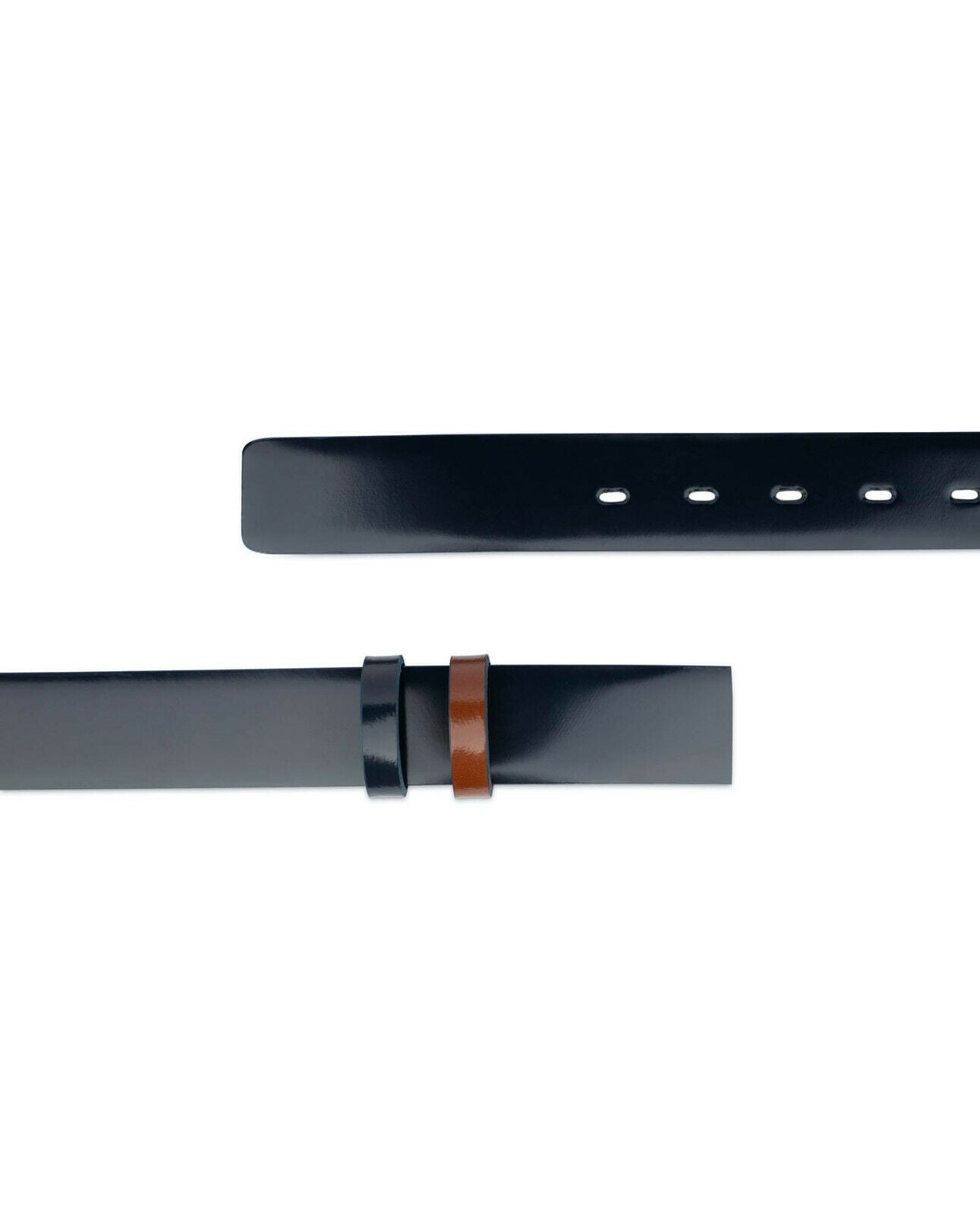 Ferragamo Replacement Belt Strap 35mm - Patent Leather Men's Belt in Blue & Brown for Buckle Replacement | Perfect for Office, Casual & Formal Wear