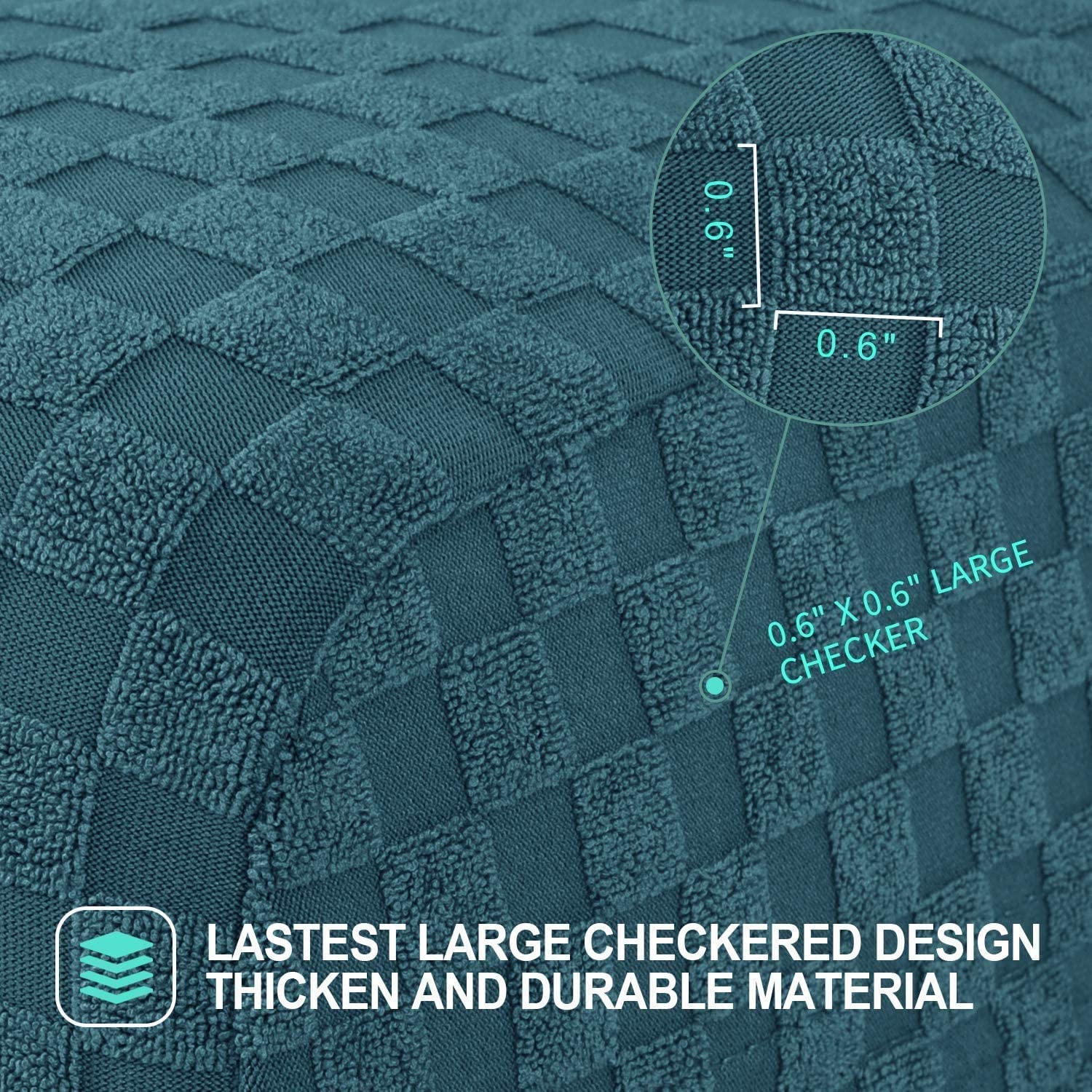 Stretch Checkered Dining Chair Slipcovers - Parsons Chair Protector Set of 2, Peacock Blue - Washable Furniture Covers for Kitchen, Restaurant, Party & Home Decor | Easy Fit Stretch Fabric for Dining Room Chairs