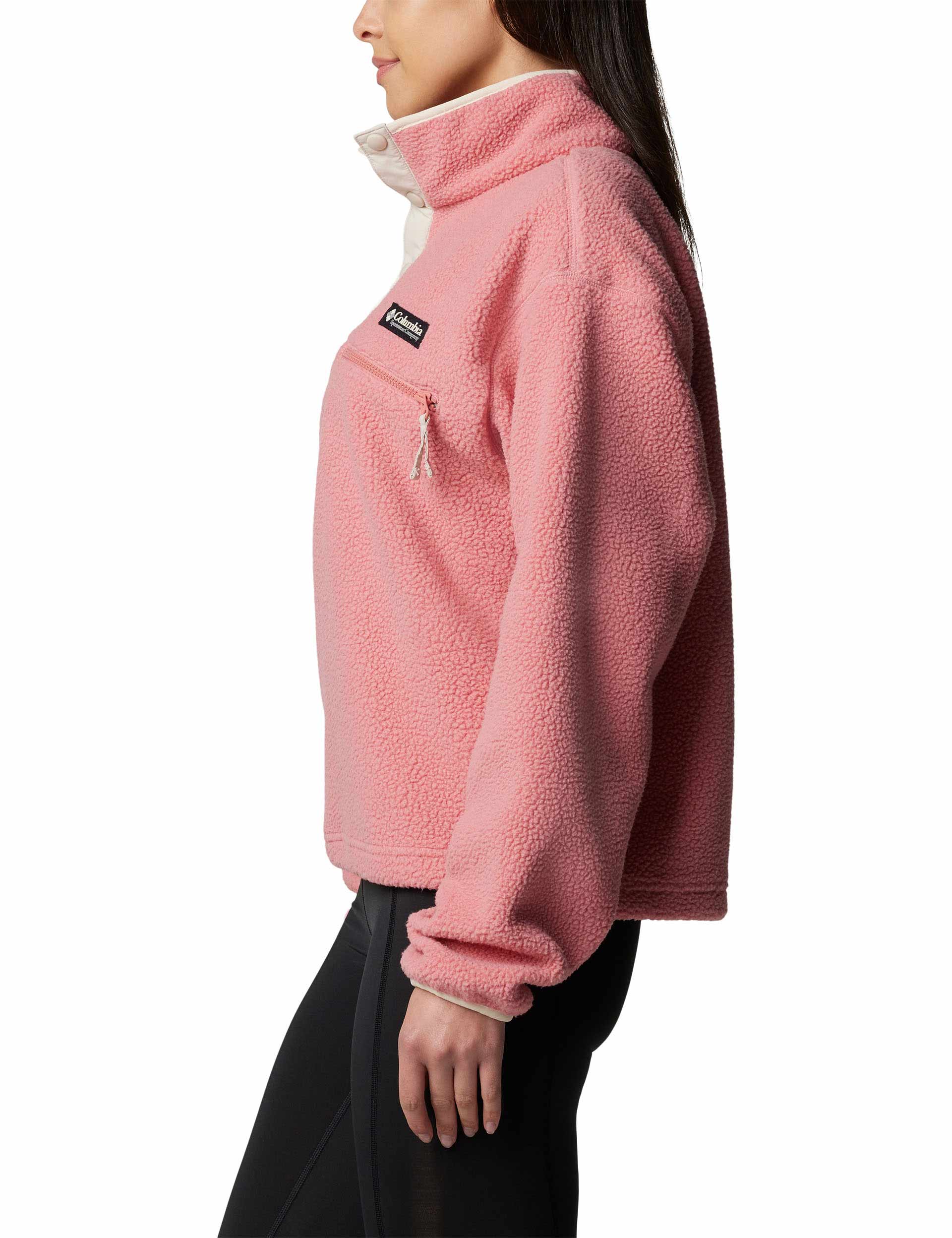Helvetia II Cropped Sherpa Half Snap Fleece Jacket - Pink Agave | Women's Cozy Winter Outerwear for Casual Wear & Outdoor Activities
