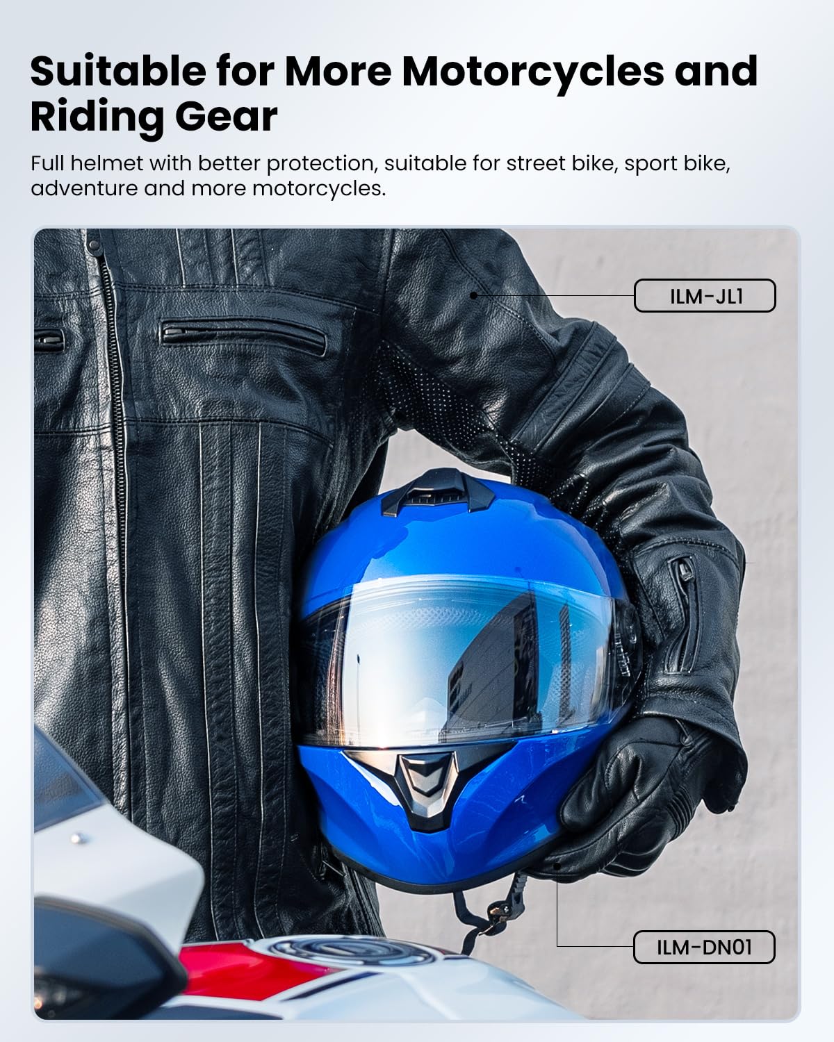 **DOT Approved ILM ST-06 Full Face Motorcycle Helmet for Men & Women - Lightweight Street Bike Helmet with Enlarged Air Vents & Free Replacement Visor (Blue, Small) - Ideal for Commuting, Racing & Long Rides**