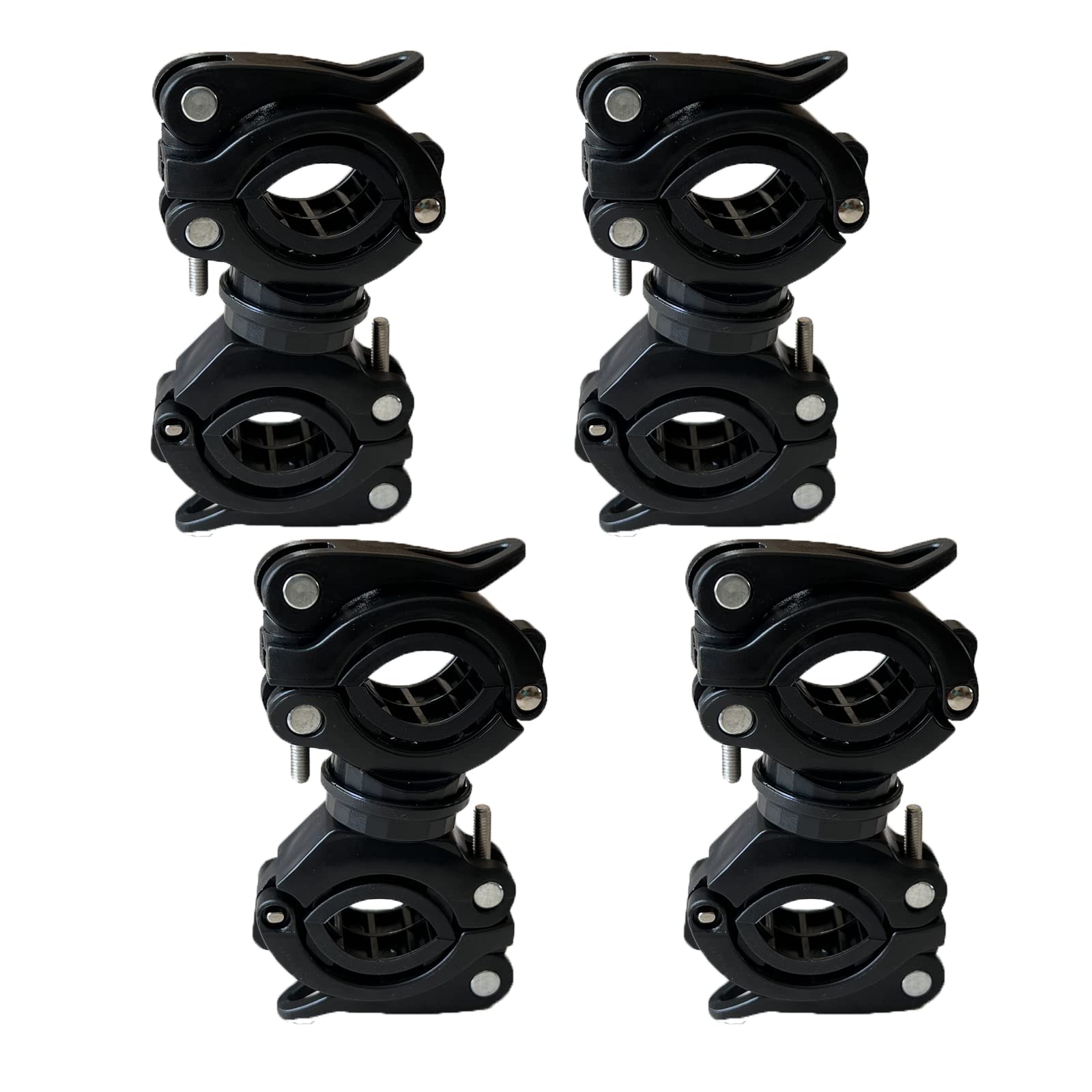 BONMEGA 4 Pack Bike Flashlight Holder - 360° Rotatable Bicycle Torch Mounting Bracket Clip, Universal Bike Accessories for Cycling, Camping & Night Riding Safety