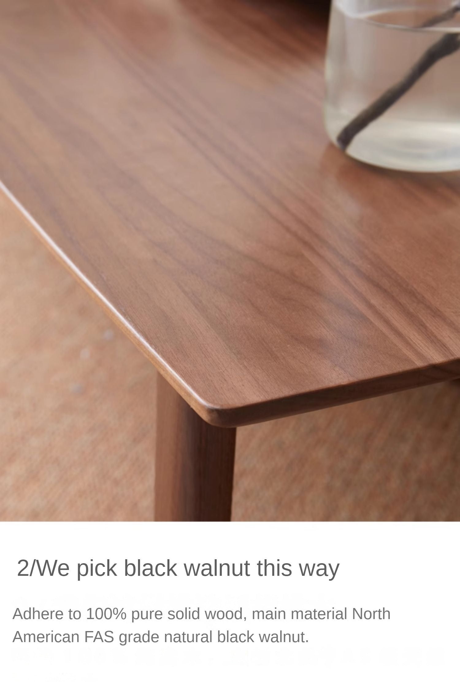 Solid Black Walnut & Ash Wood Low Coffee Table - Modern Minimalist Small Side Table for Living Room, Bedroom, or Office
