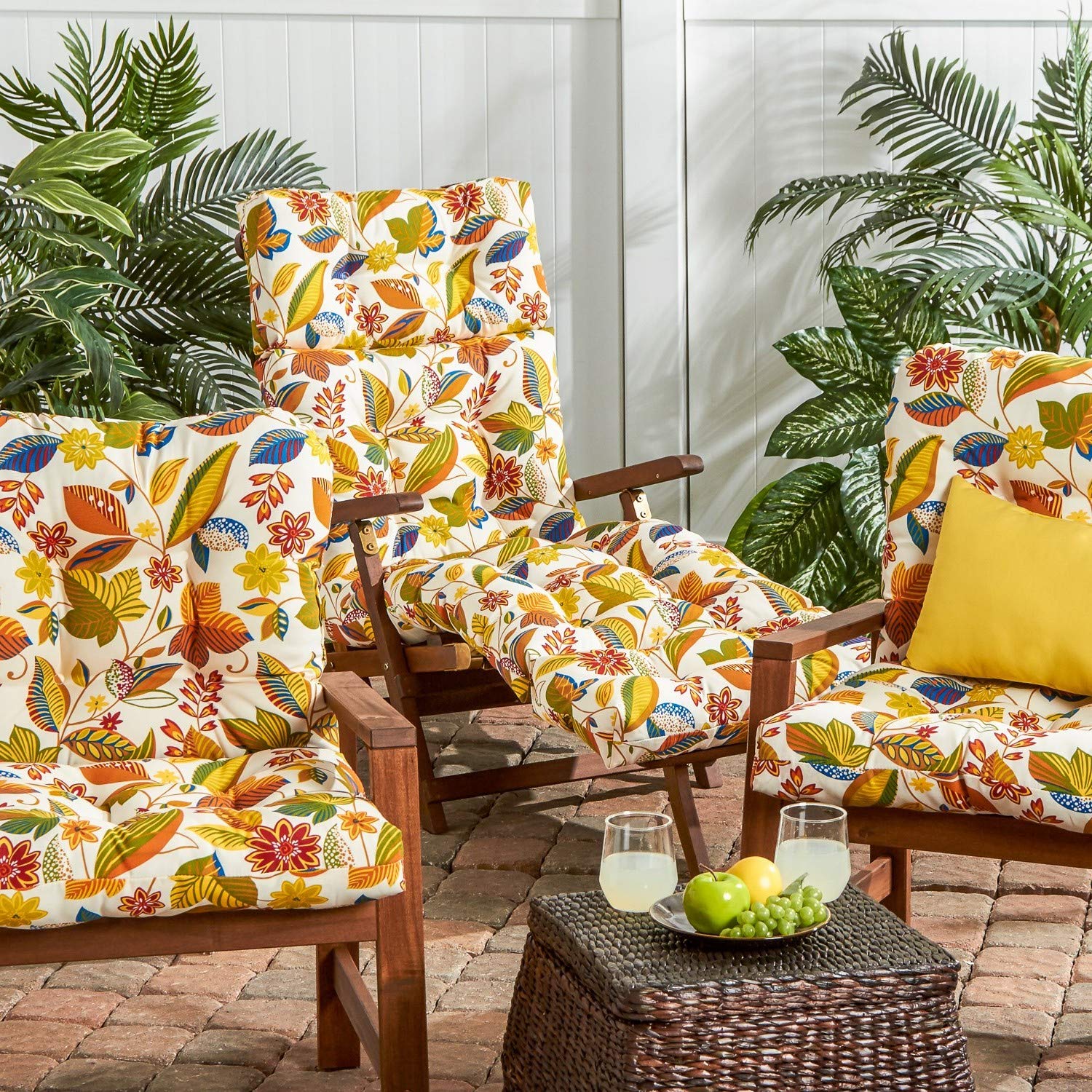 South Pine Porch Outdoor 72x22-inch Chaise Lounge Chair Cushion - Esprit Floral Design - Waterproof & UV Resistant Patio Furniture Cushion for Poolside, Deck, Garden & Outdoor Relaxation