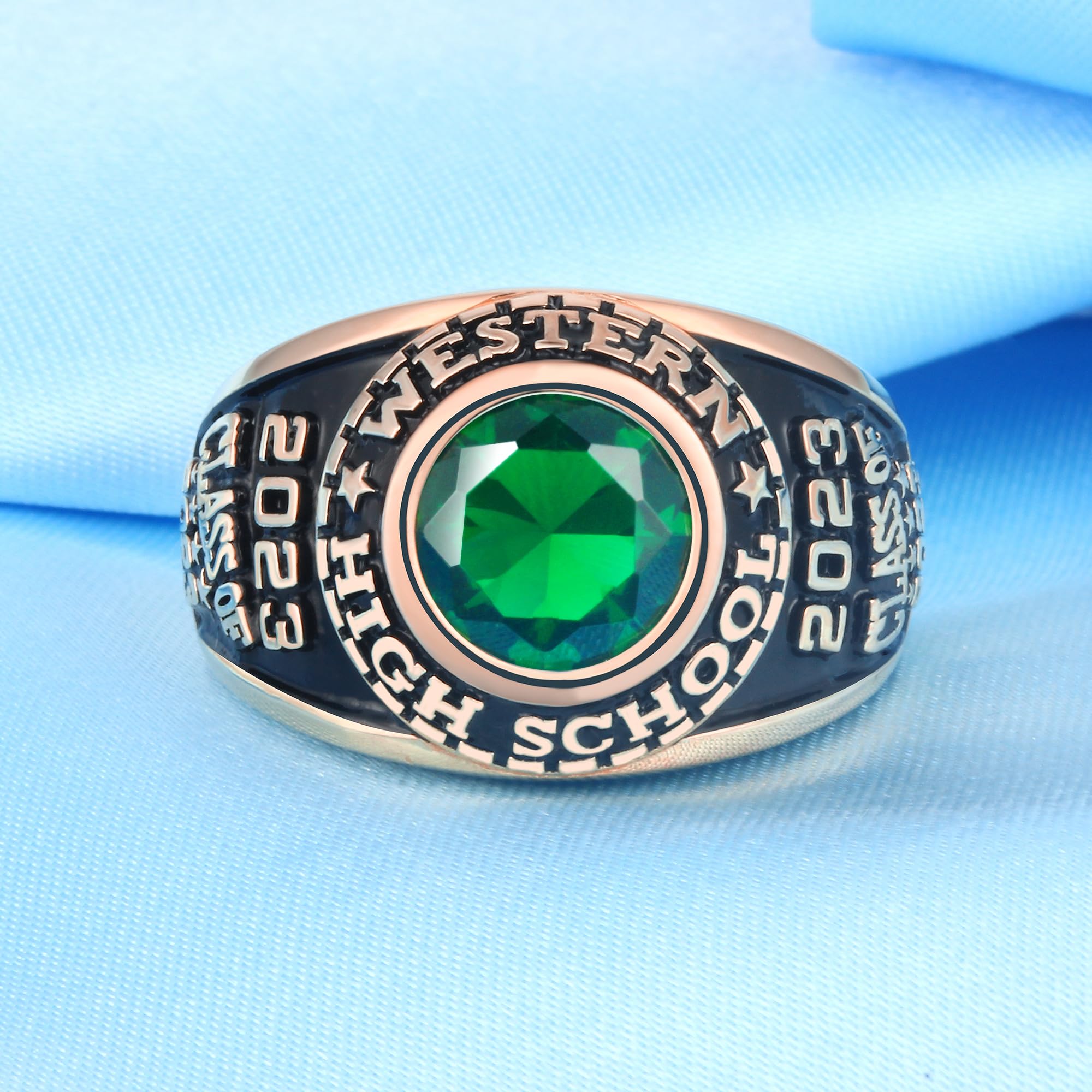 Custom Personalized Class Rings for Men & Women - Gold Plated & Sterling Silver High School & College Rings - Size 5-15 - Perfect for Graduation Gifts, Alumni Pride & Special Occasions
