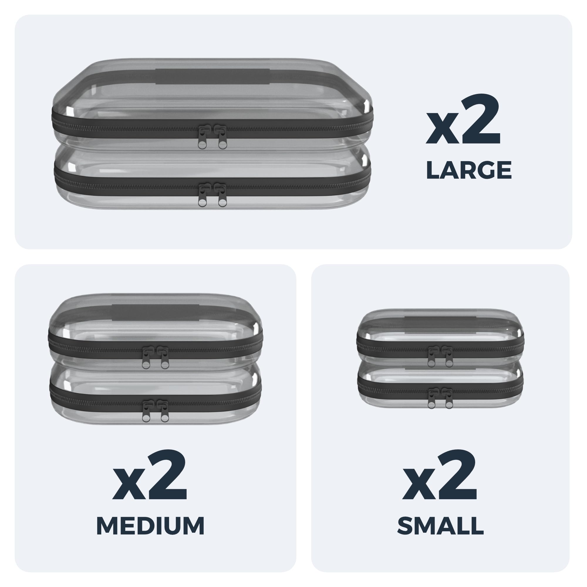 6 Pack Clear Travel Toiletry Organizer Bags - Hard Shell Zipper Cosmetic Cases for Women, Makeup & Toy Storage Pouch - TSA Approved for Airplane, Perfect for Vacation, Gym & Business Trips