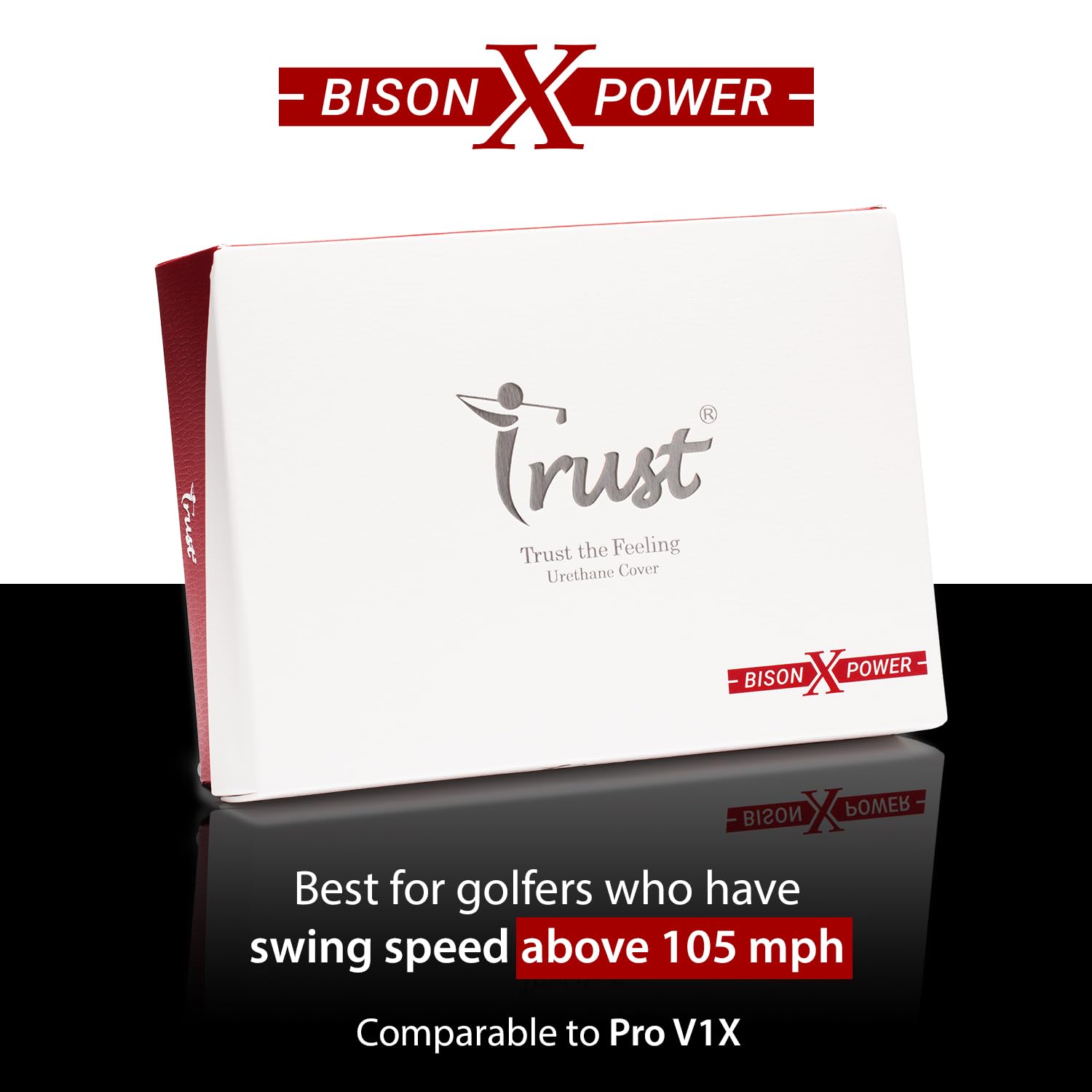 Premium Trust Golf Balls Bison V/X Power - Professional Urethane Cover for Maximum Distance & Control, Soft Feel, Straight Flight - Ideal for Low Handicappers & Tournament Play (White, 12/48 Balls) - Perfect for Competitive Golfers & Driving Range Practice