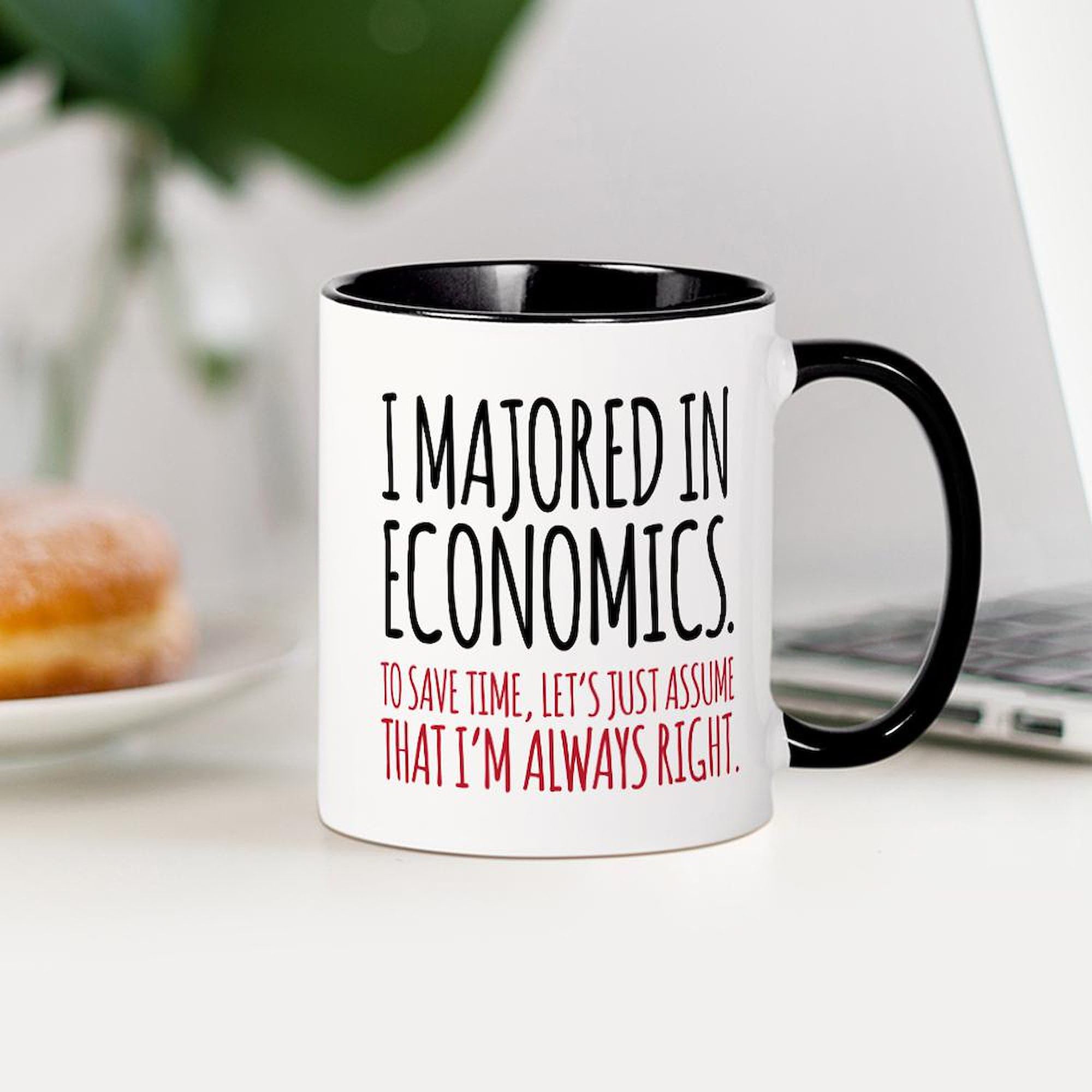 Majored In Economics 11 oz Ceramic Coffee Mug (325 ml) - Perfect for College Graduates, Professors & Economics Enthusiasts - Ideal for Office, Home & Gifts