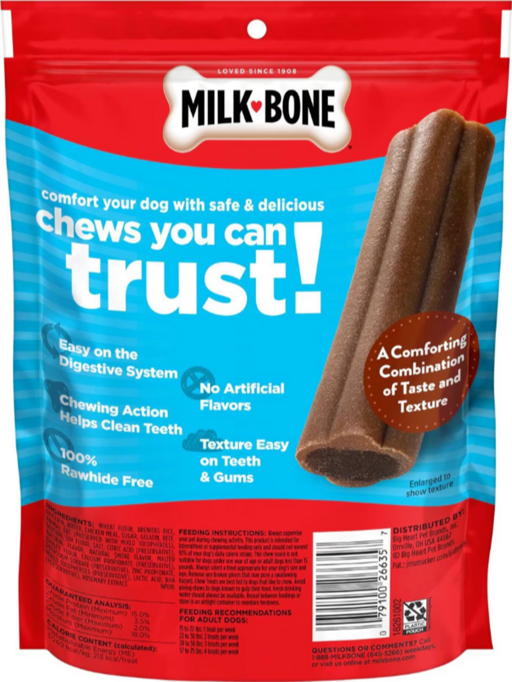 Milk Bone Comfort Chews Dog Treats - Natural Beef Flavor, Soft & Chewy Dental Snacks for Small & Large Dogs - Perfect for Training Rewards and Oral Care