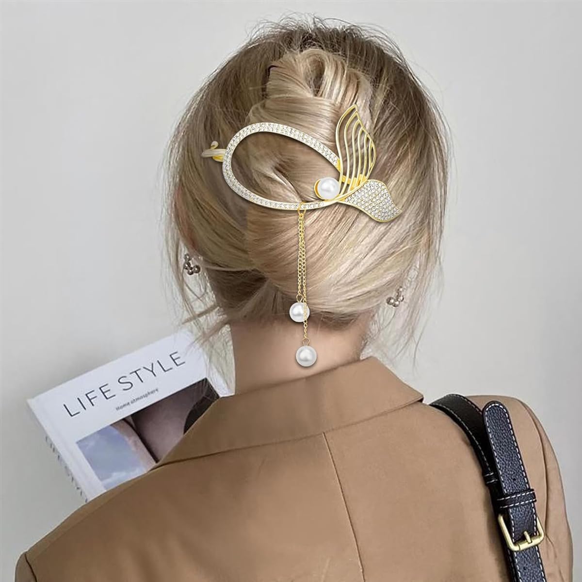 PALAY® Non-Slip Rhinestone Hair Clips for Women - Gold Mermaid Tail Jaw Claw, French Style Banana Clip Hair Accessories for Bun & Twist Hairstyles | Perfect for Parties, Weddings & Everyday Use