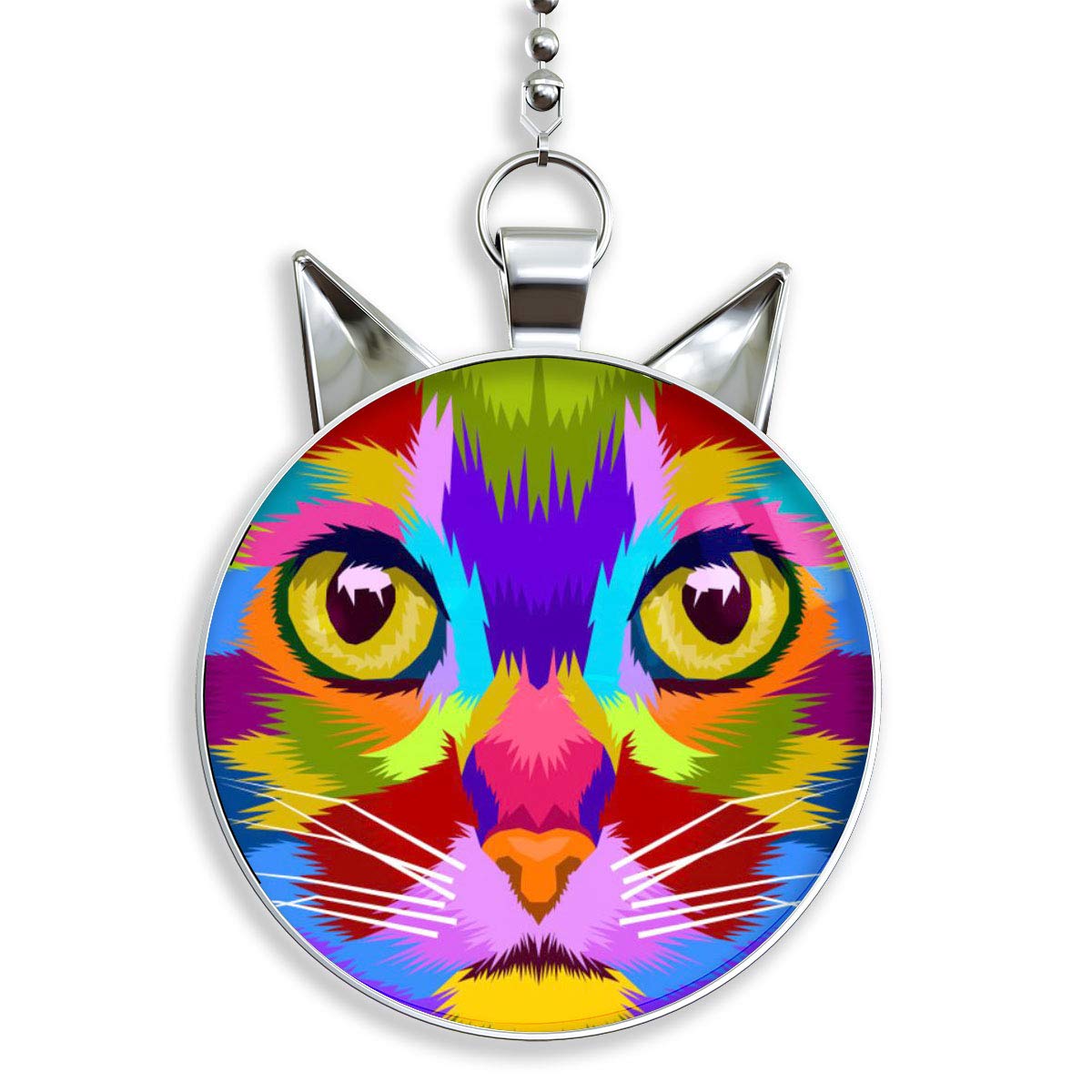 Vibrant Cat Face Shaped Ceiling Fan Pull Chain - Decorative Light Switch Pendant for Home, Bedroom, Nursery & Cat Lover's Decor