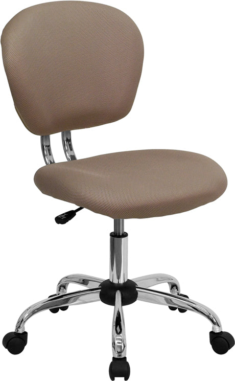 FLASH Beverly Mid Back Black Mesh Office Chair with Padded Seat, Swivel & Adjustable Height, Chrome Base & Arms - Ergonomic Desk Chair for Home & Office Workspace