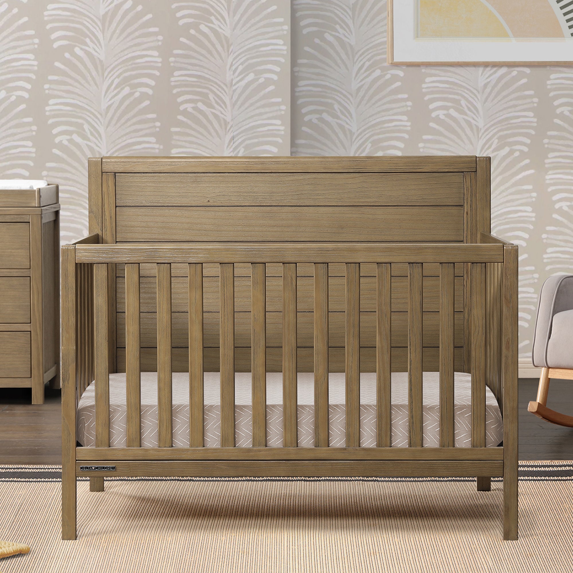Cambridge 4-in-1 Convertible Baby Crib - Toddler Bed & Daybed with Mattress - Nursery Furniture for Boys & Girls - Perfect for Bedrooms, Daycare & Guest Rooms