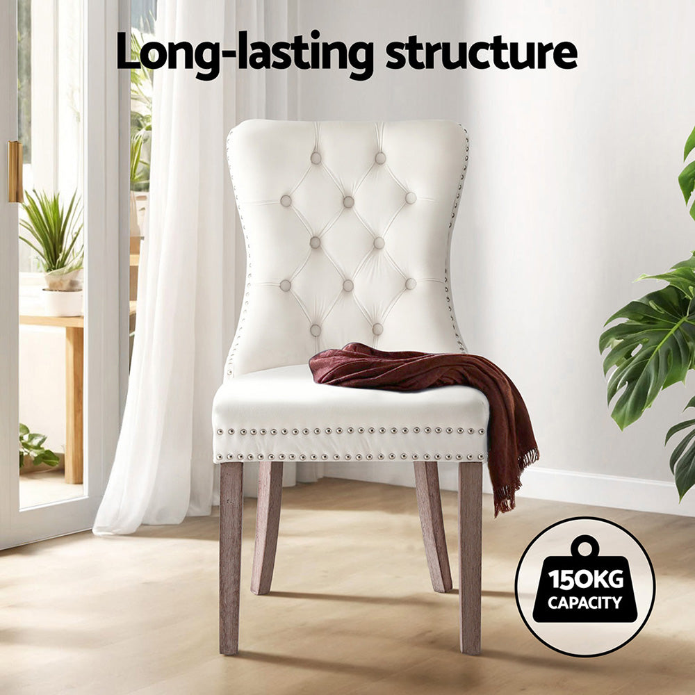 Artiss Dining Chairs Set of 2 - Beige Velvet Upholstered Modern Side Chairs for Kitchen, Dining Room, and Office - Comfortable & Stylish Seating Solution