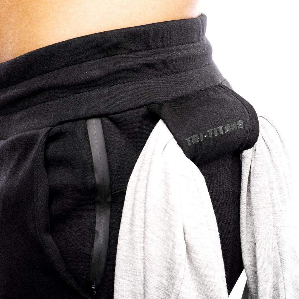 Men's Black Jogger Sweatpants with Zipper Pockets & Towel Loop - Comfortable Athletic Pants for Running, Gym Workouts & Casual Wear