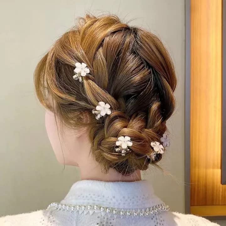 BellaStella Fashion 3-Piece Korean Style Floral Hair Clips Set - Mini Hair Clutchers for Girls & Women (White) | Perfect for School, Parties & Daily Hair Styling